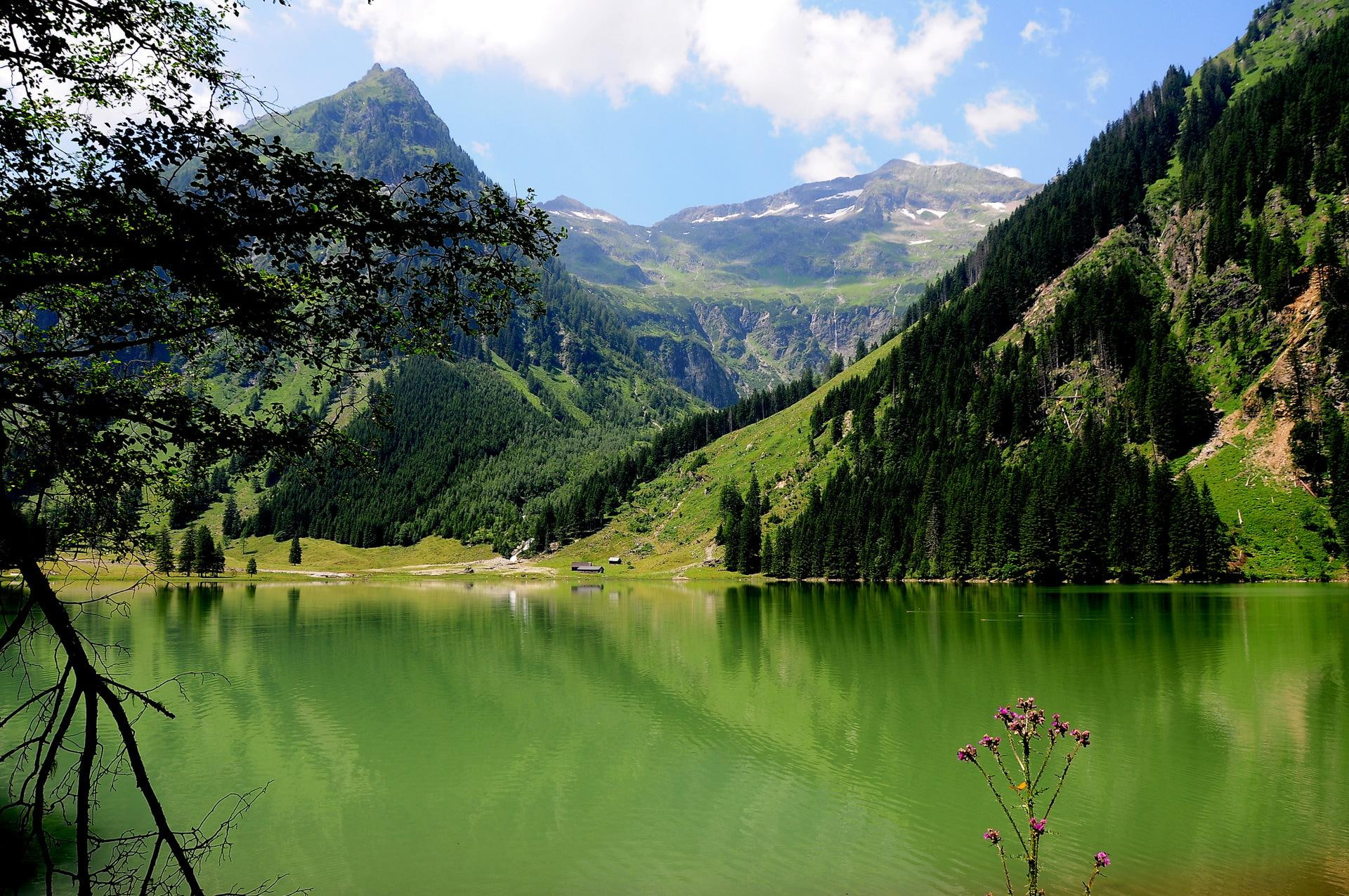 schwarzensee, nature and landscapes, austria, lake, 1080P, mountains, HD Wallpaper