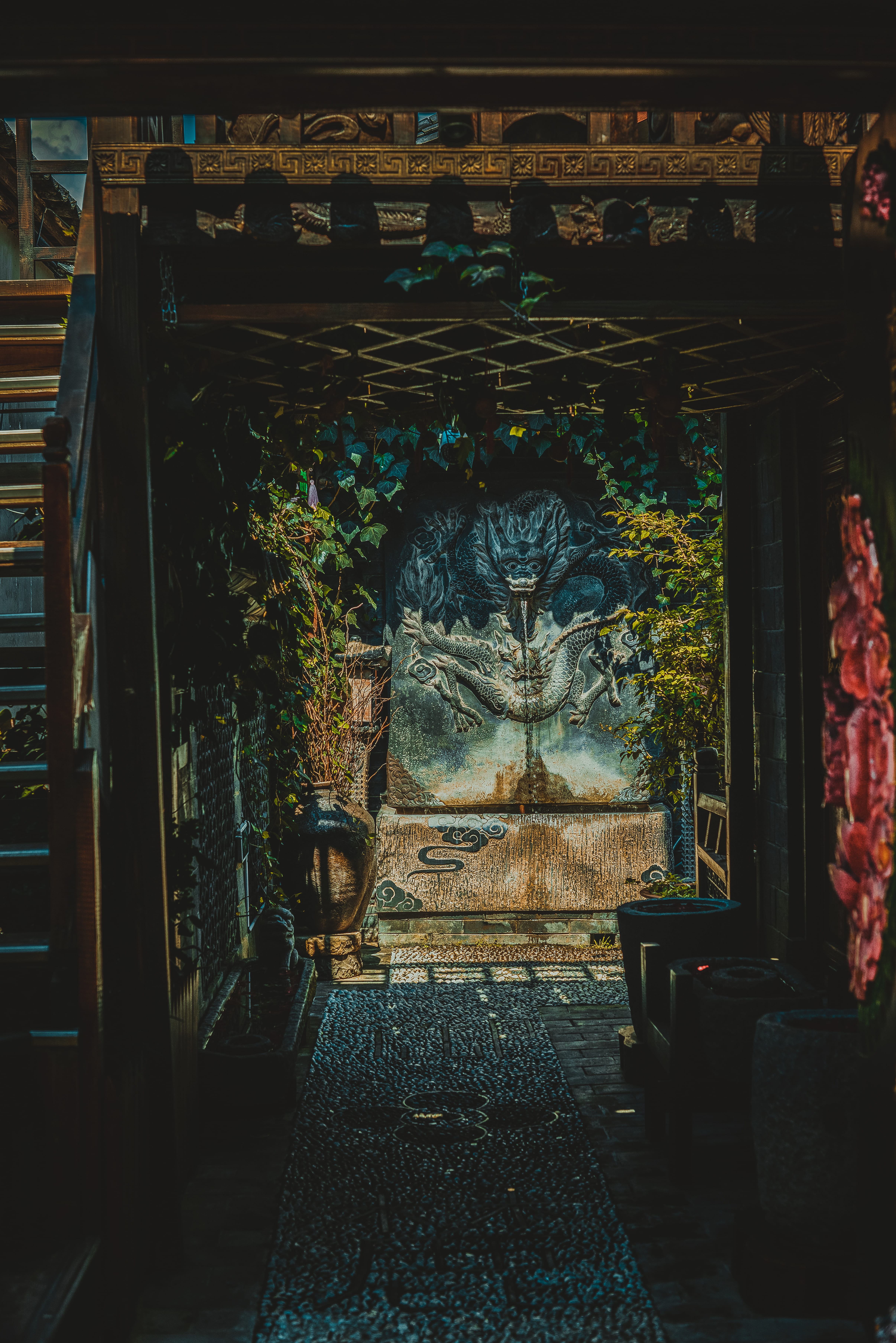 no people, inn, door, religion, seat, plant, art and craft, history, belief, china, indoors, architecture, place of worship, day, spirituality, direction, Phone HD Wallpaper