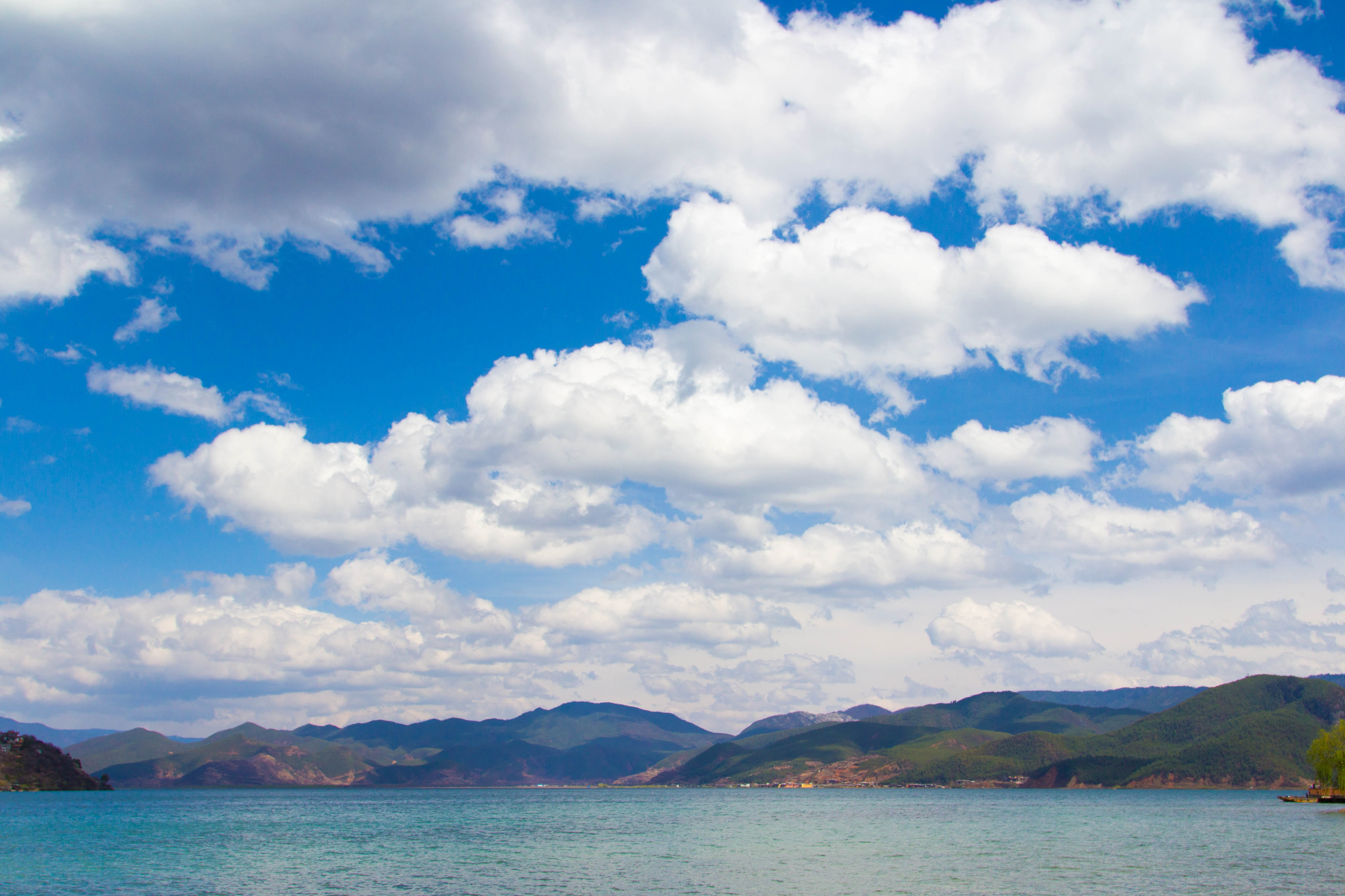 scenics - nature, 4K, idyllic, sky, blue sky, no people, travel, lijiang, sea, beauty in nature, land, water, nature, cloud - sky, outdoors, tranquility, HD Wallpaper