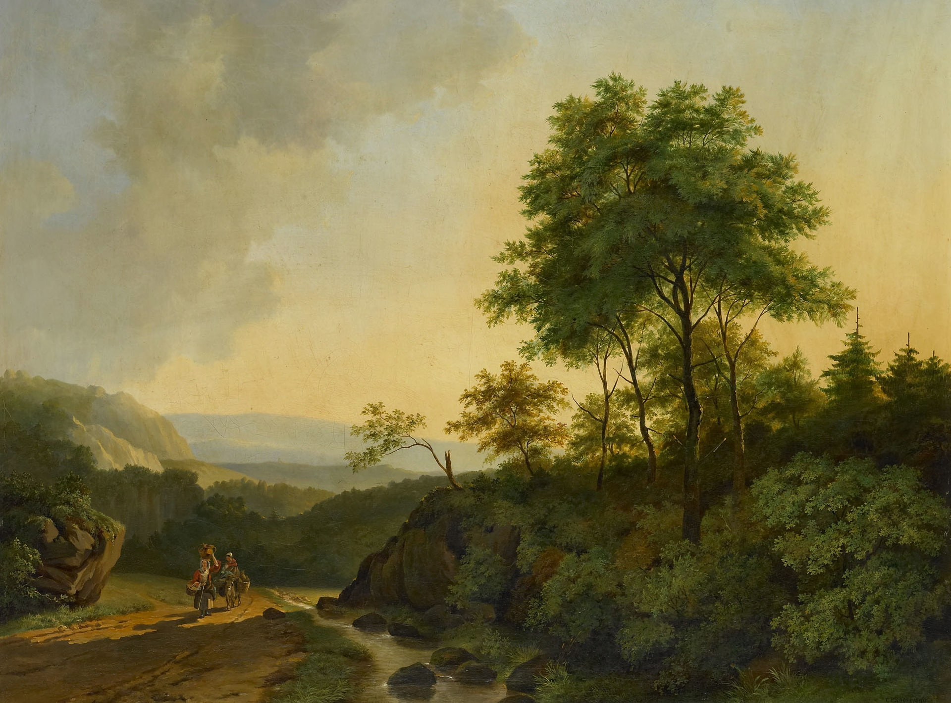 1080P, landscape, Cornelis Francois Roos, The Harz Mountains, canvas, picture, HD Wallpaper