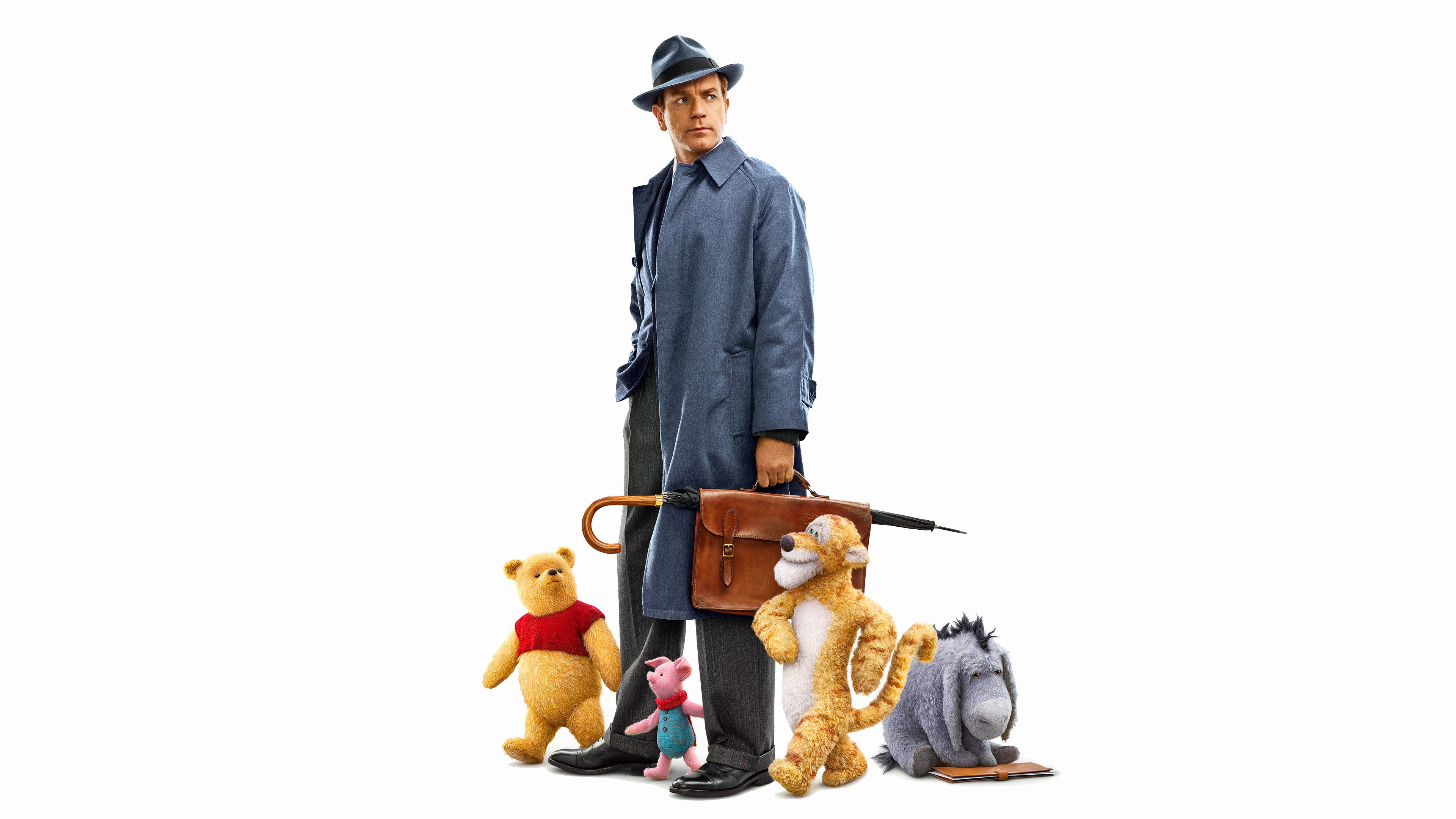 4K, Ewan McGregor, 4K, Christopher Robin, Winnie-the-Pooh, HD Wallpaper