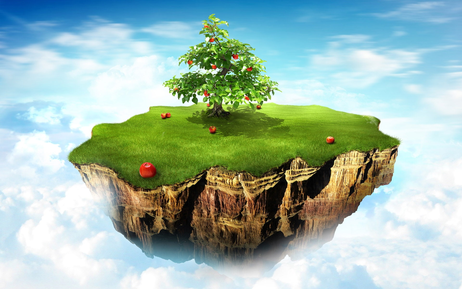 Apple, Tree, Island, 1080P, Sky, HD Wallpaper
