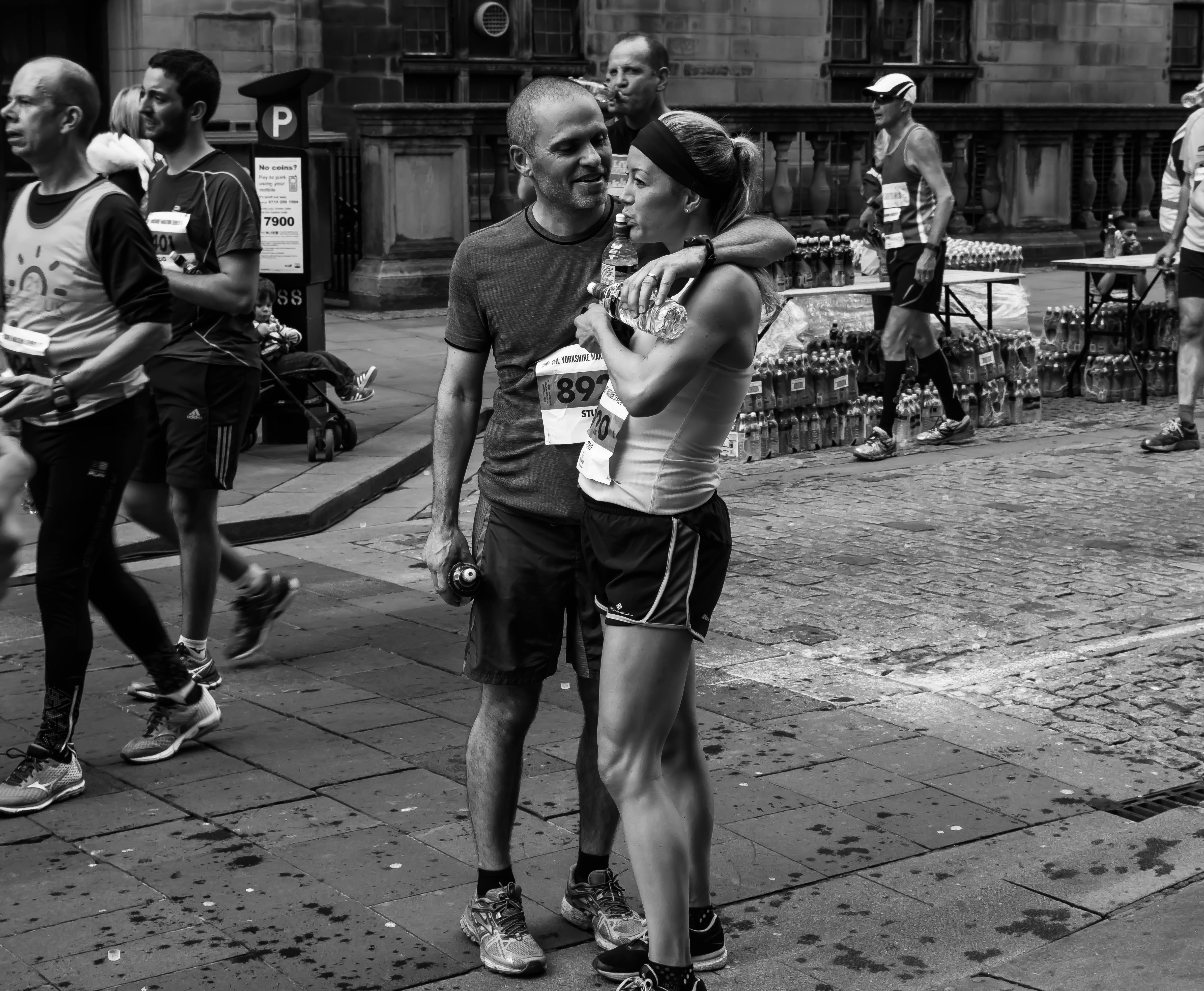 person, standing, Runners, black and white, footpath, Run, casual clothing, city, couple, sport, lifestyle, muscular, males, Healthy, summer, training, HD Wallpaper