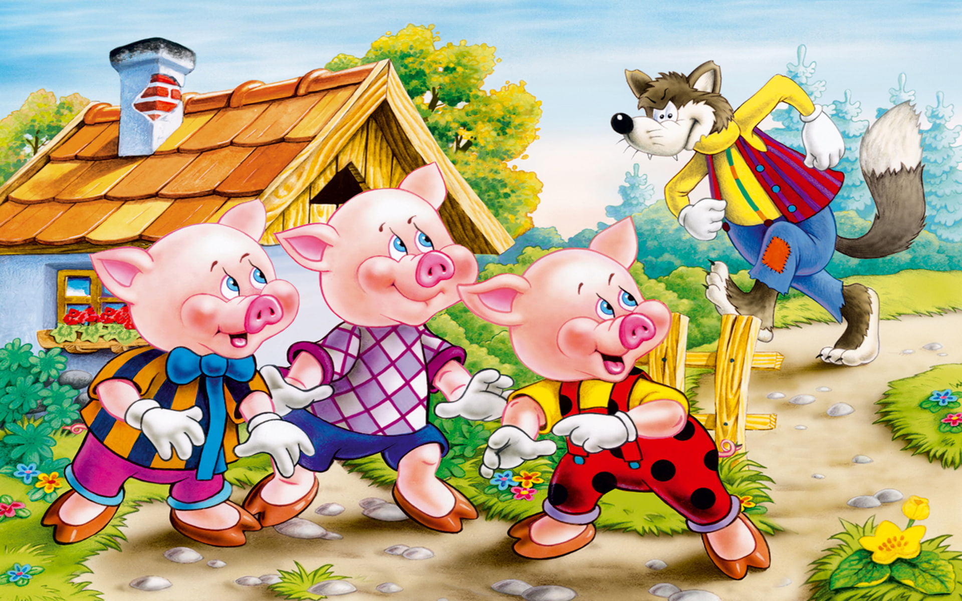 little, wicked, hd, pigs, three, wolf, 1080P, photo, HD Wallpaper