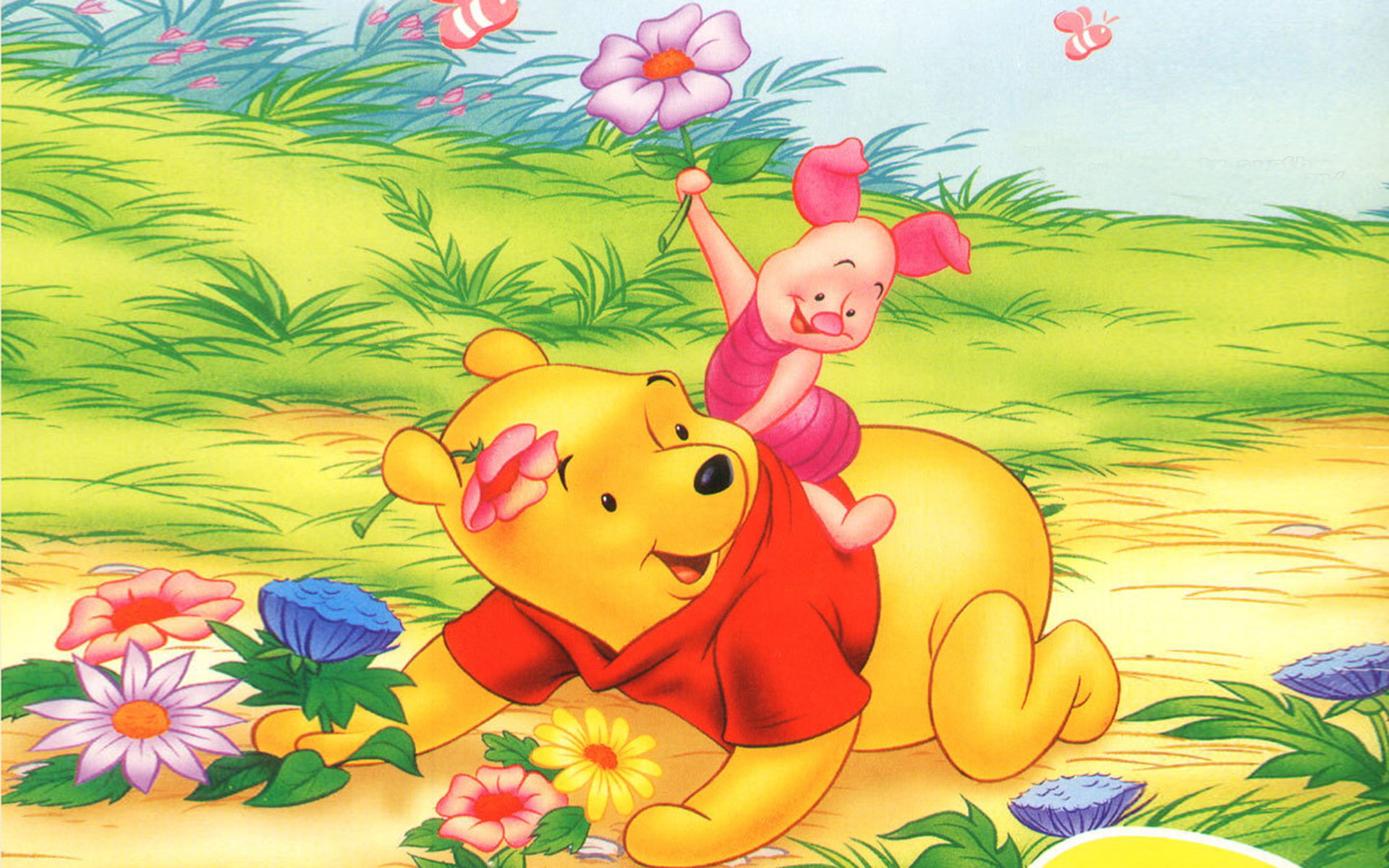 hd, disney, cartoon, winnie, 1080P, pooh, flowers, piglet, image, spring, HD Wallpaper