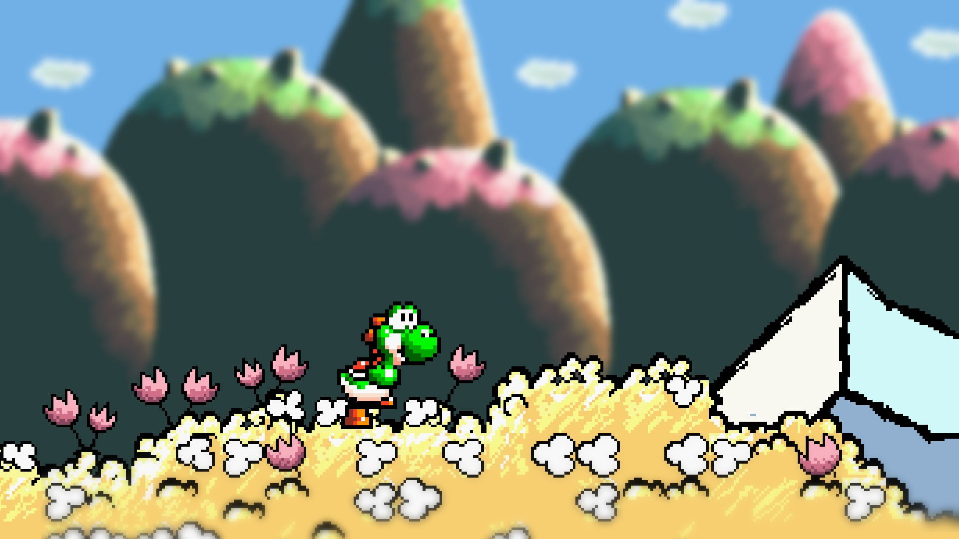 video game art, illustration, 1080P, Nintendo, Yoshis Island, artwork, digital art, texture, video game characters, colorful, HD Wallpaper