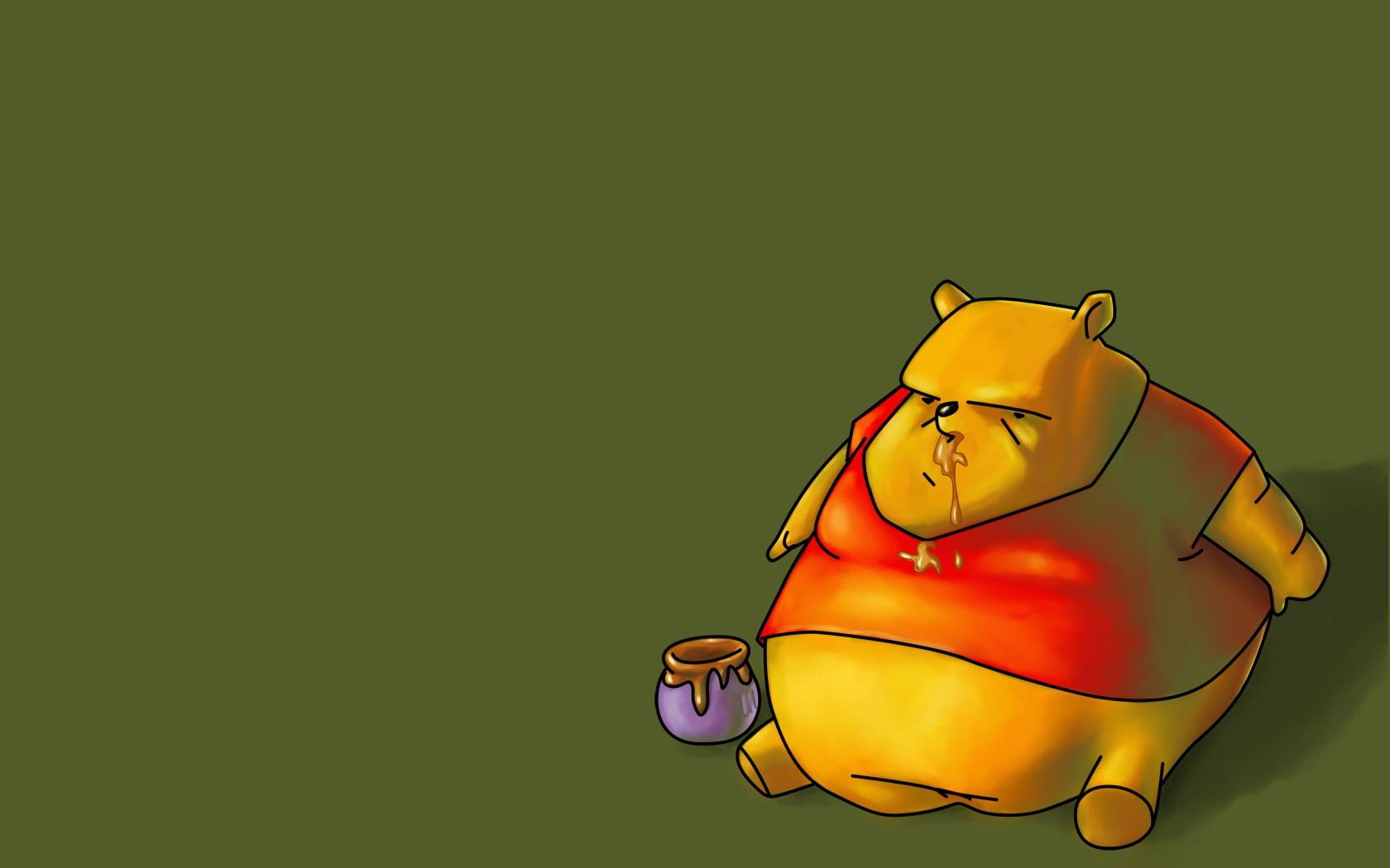 entertainment, fat, funny, pooh, art, honey, parody, winnie, hd, 720P, Cartoons, x, vinnie, HD Wallpaper