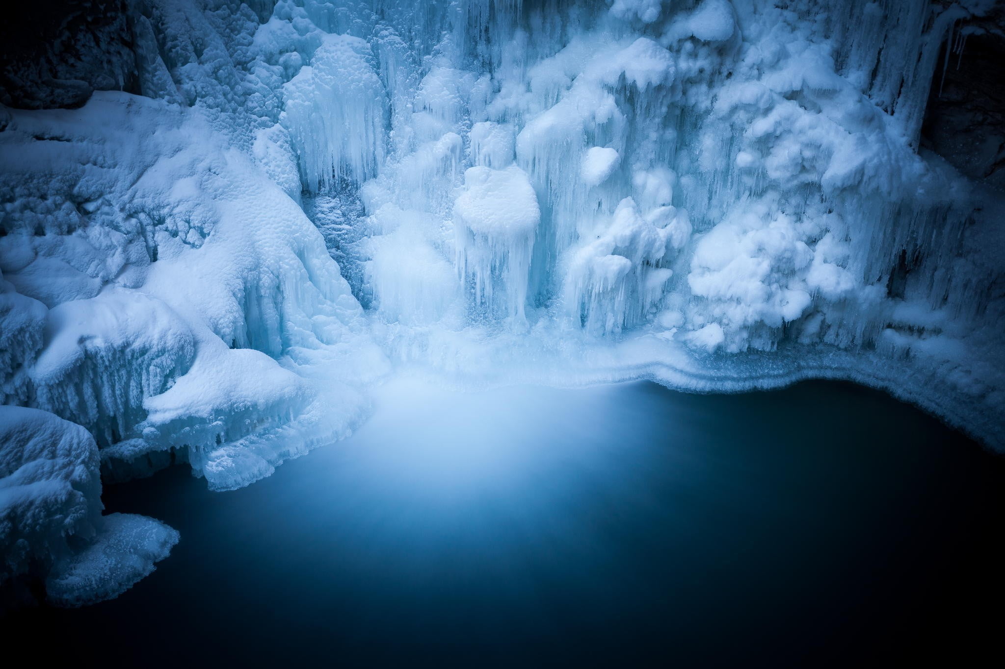 frost, waterfall, water, glacier, mountain, white color, nature, outdoors, tranquility, 1080P, winter, melting, beauty in nature, environment, cold temperature, HD Wallpaper