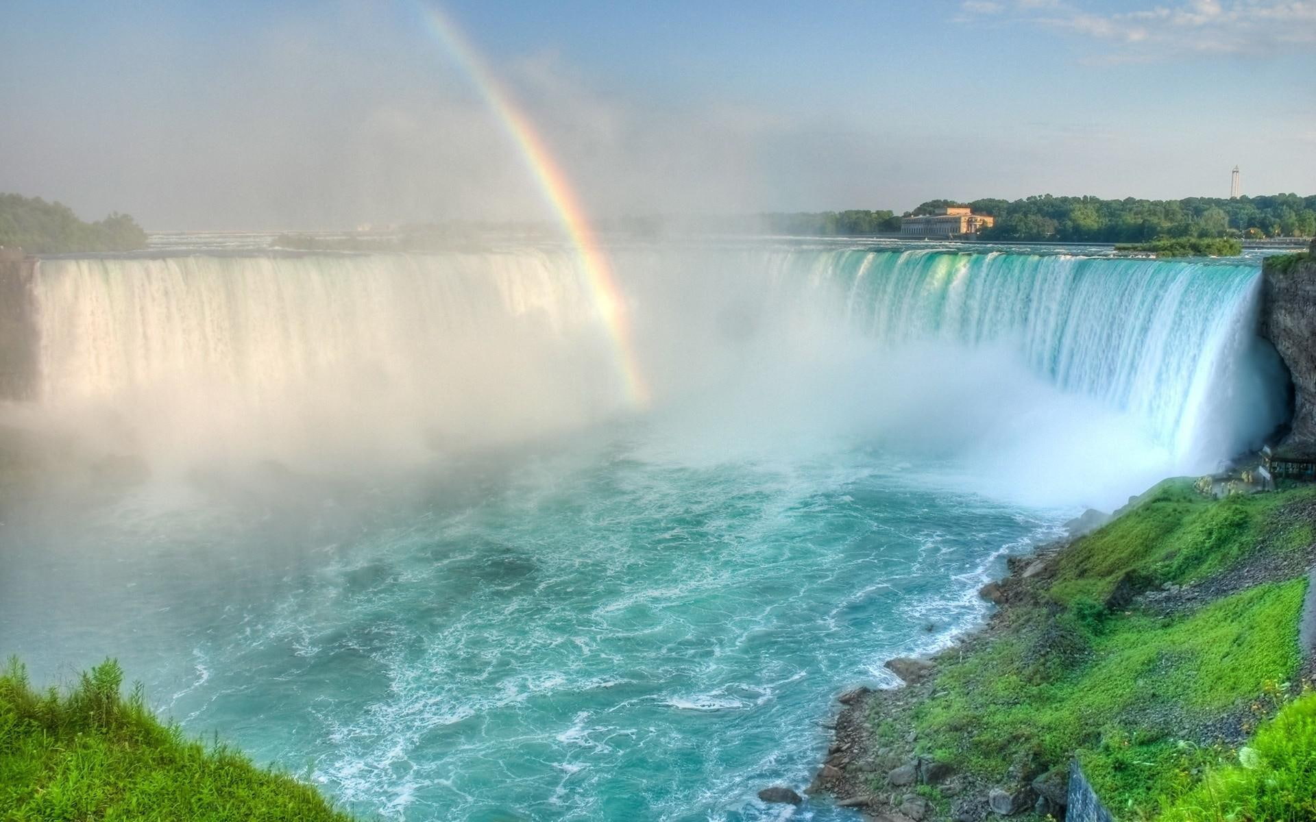 waterfalls, falls, landscapes, niagara, 1080P, rainbows, gallery, HD Wallpaper