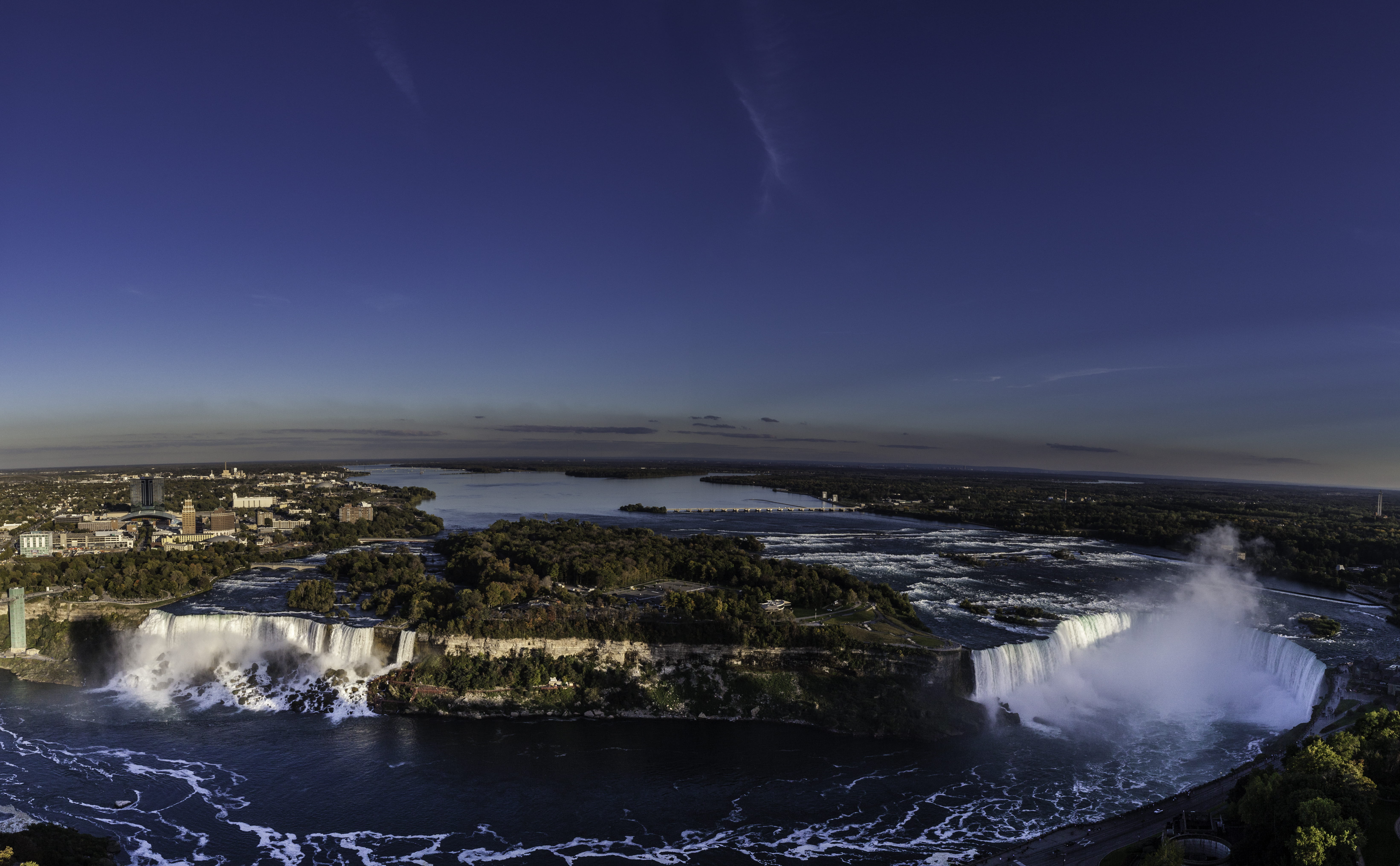 beauty in nature, canada, waterfall, power in nature, land, tranquil scene, sea, travel destinations, night, idyllic, architecture, 5K, environment, sky, HD Wallpaper