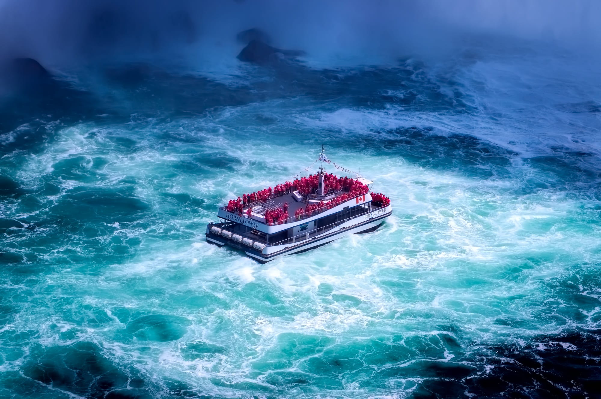 blue, river, red, Niagara Falls, Tourism, tour group, high angle view, waterfront, motion, wave, board, nautical vessel, white, power in nature, sea, beauty in nature, HD Wallpaper