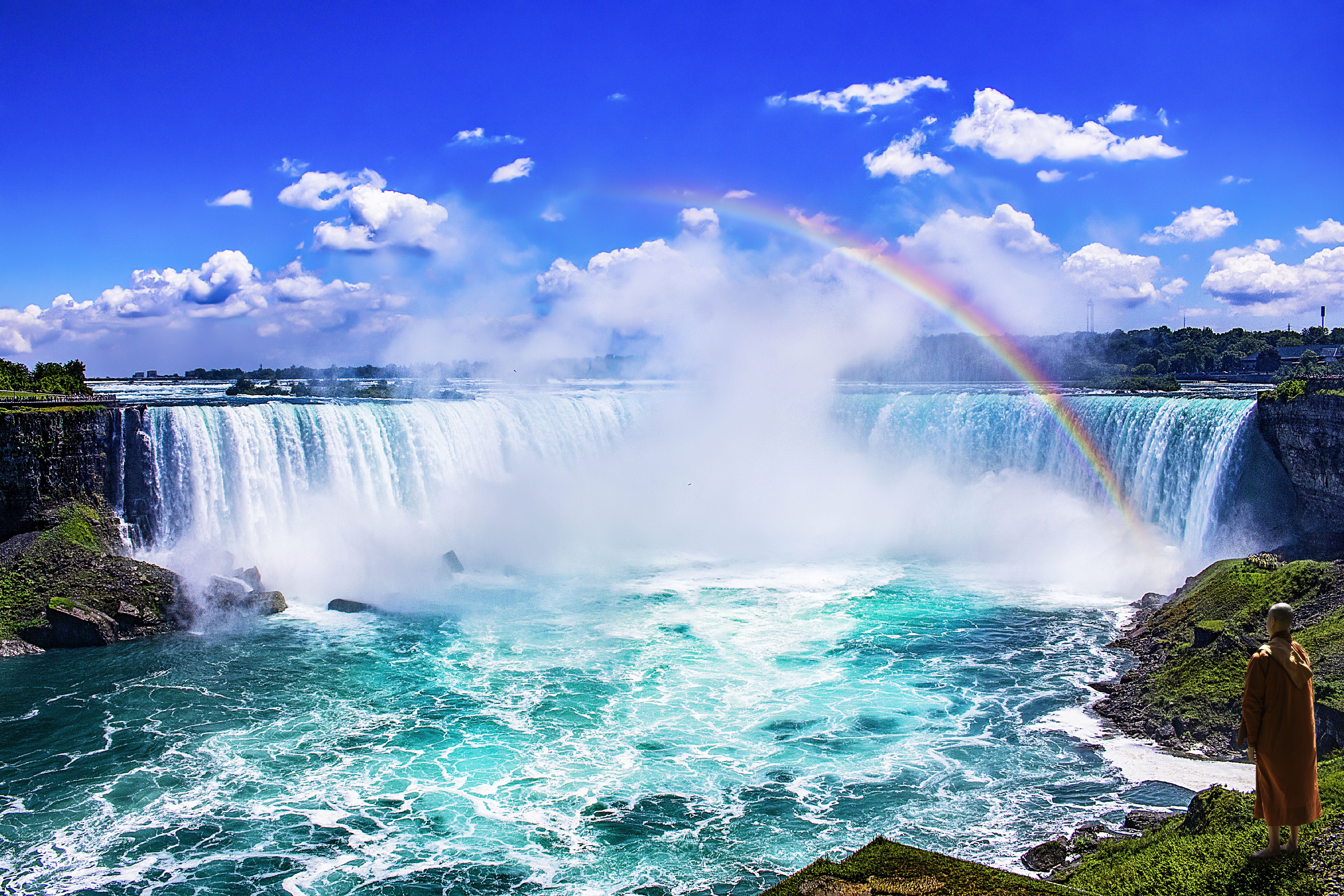 ontario, beauty in nature, splashing, 5K, waterfalls, sky, landscape, solid, waterfall, turquoise colored, niagara, travel, flowing, tourism, motion, scenics - nature, HD Wallpaper