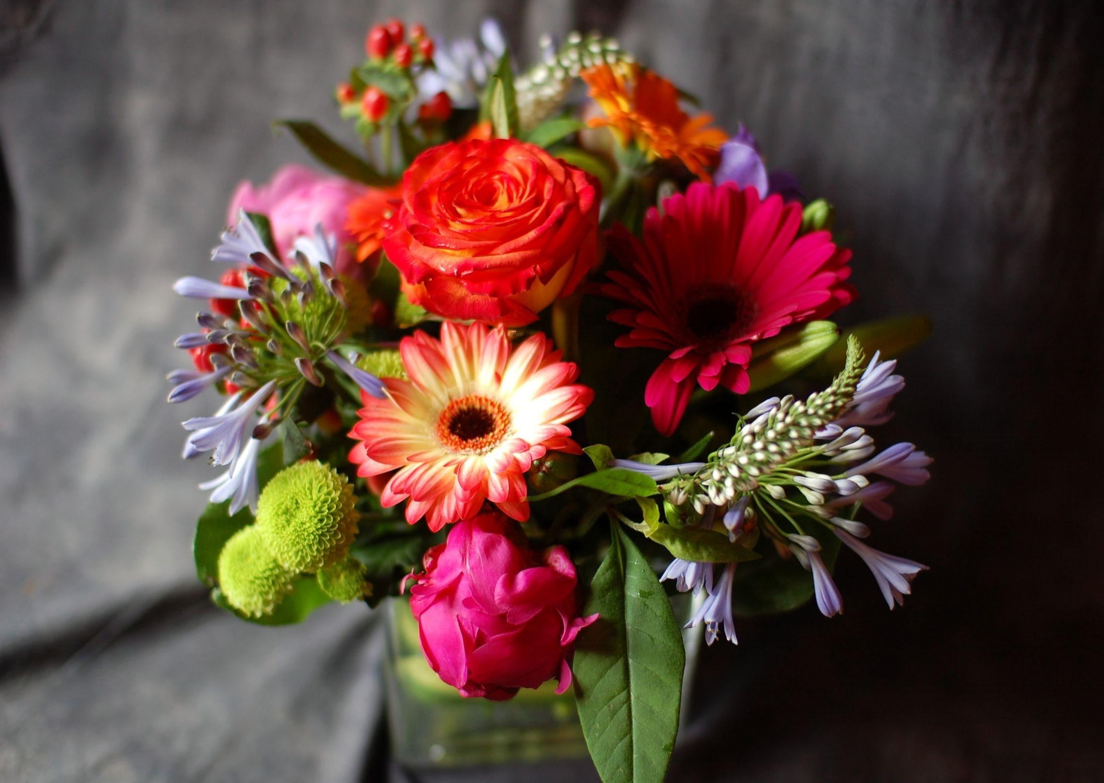 type, red, color, pollen, bunch of flowers, no people, flower arrangement, arrangement, cut Flowers, romance, wedding, backgrounds, gerbera, summer, 1080P, HD Wallpaper