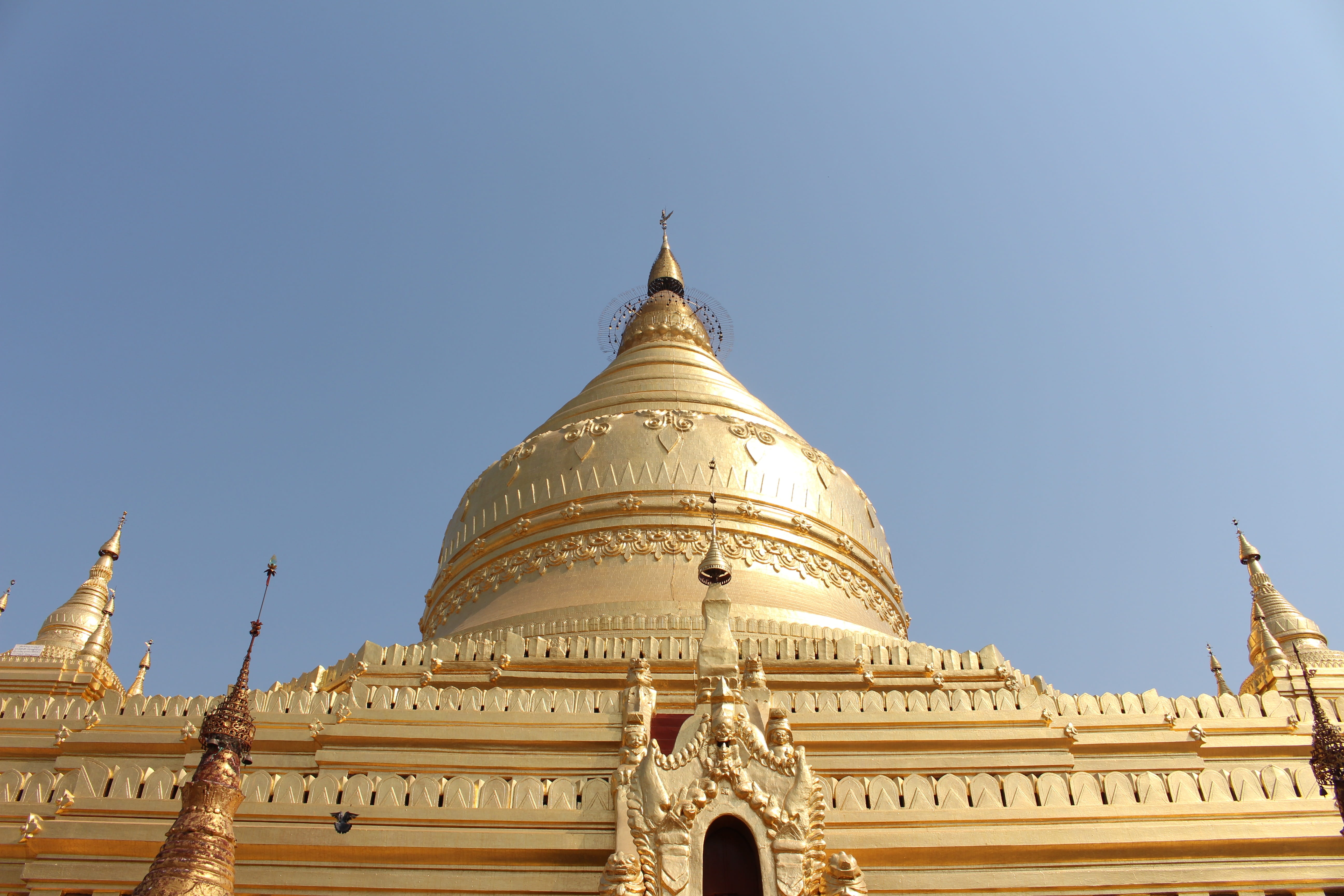 building exterior, travel, built structure, no people, myanmar, gold colored, sky, religion, ancient, temple, gold, architecture, low angle view, pagoda, HD Wallpaper