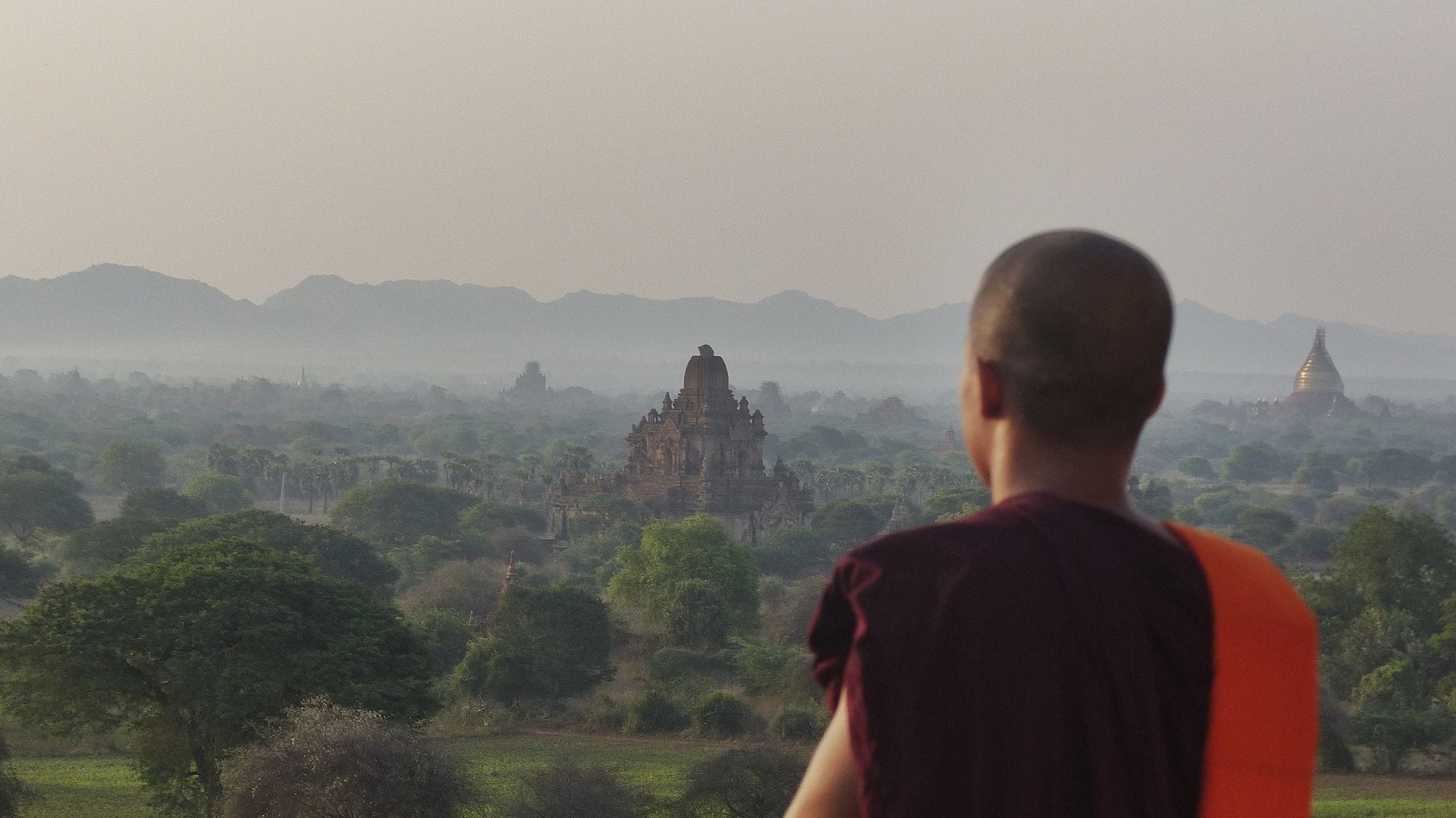 building exterior, place of worship, buddhism, environment, men, religion, 1080P, travel destinations, built structure, Bagan, history, tourism, tree, HD Wallpaper