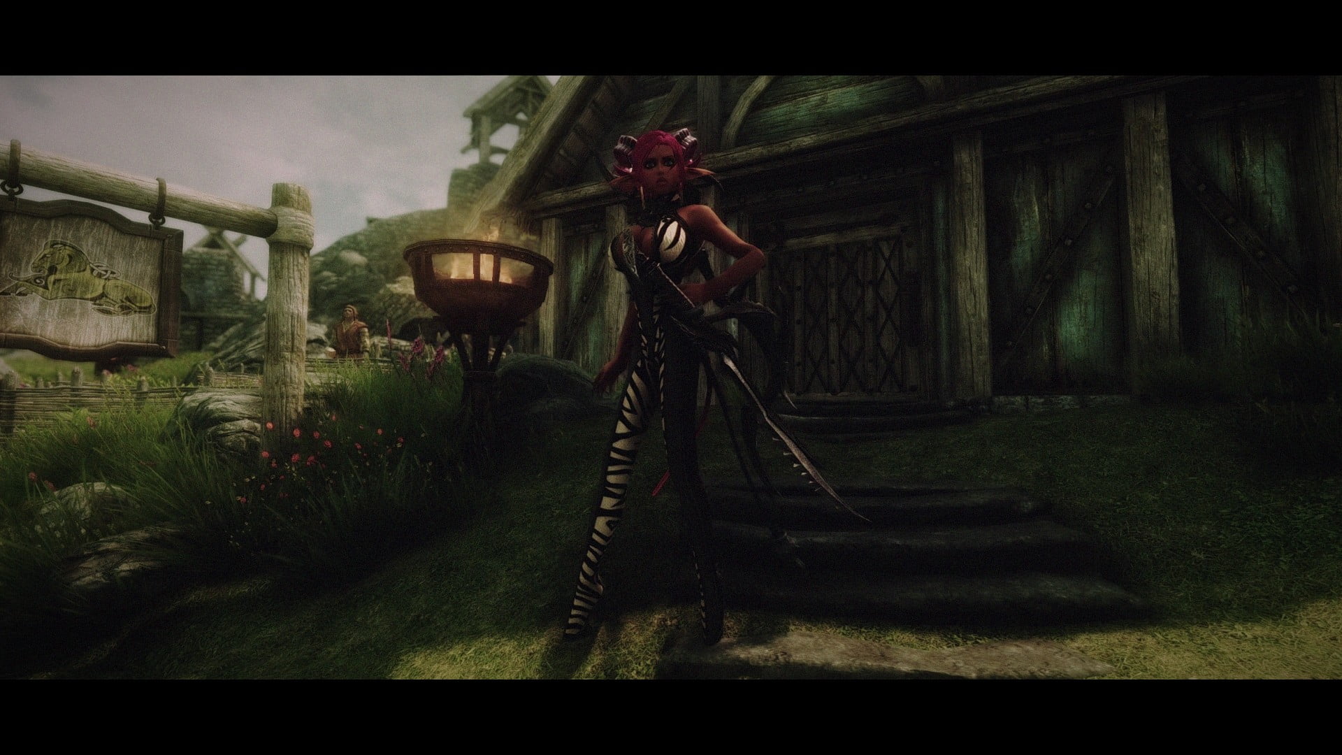 video games, built structure, zebras, real people, auto post production filter, young adult, standing, 1080P, adult, young women, nature, The Elder Scrolls V: Skyrim, HD Wallpaper