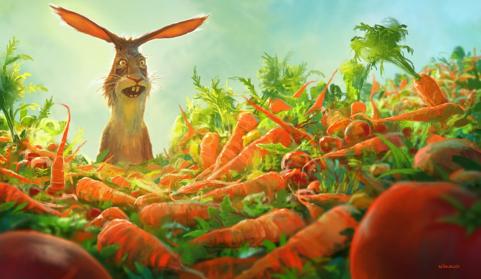selective focus, artwork, food and drink, growth, nature, outdoors, food, freshness, art and craft, creativity, no people, rabbits, field, Nikolai Lockertsen, HD Wallpaper