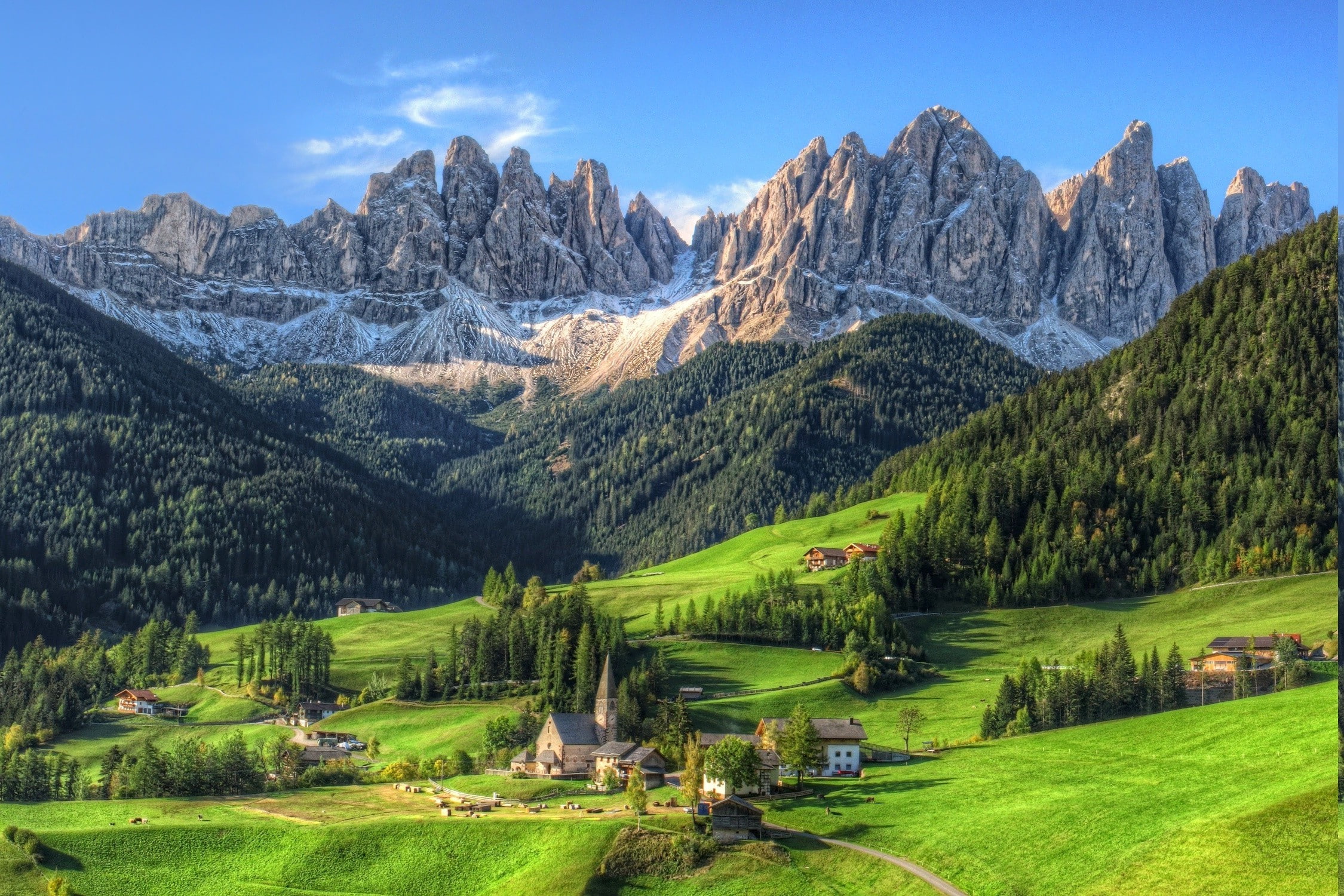 mountain village summer forest tyrol grass nature landscape green morning, 1080P, HD Wallpaper