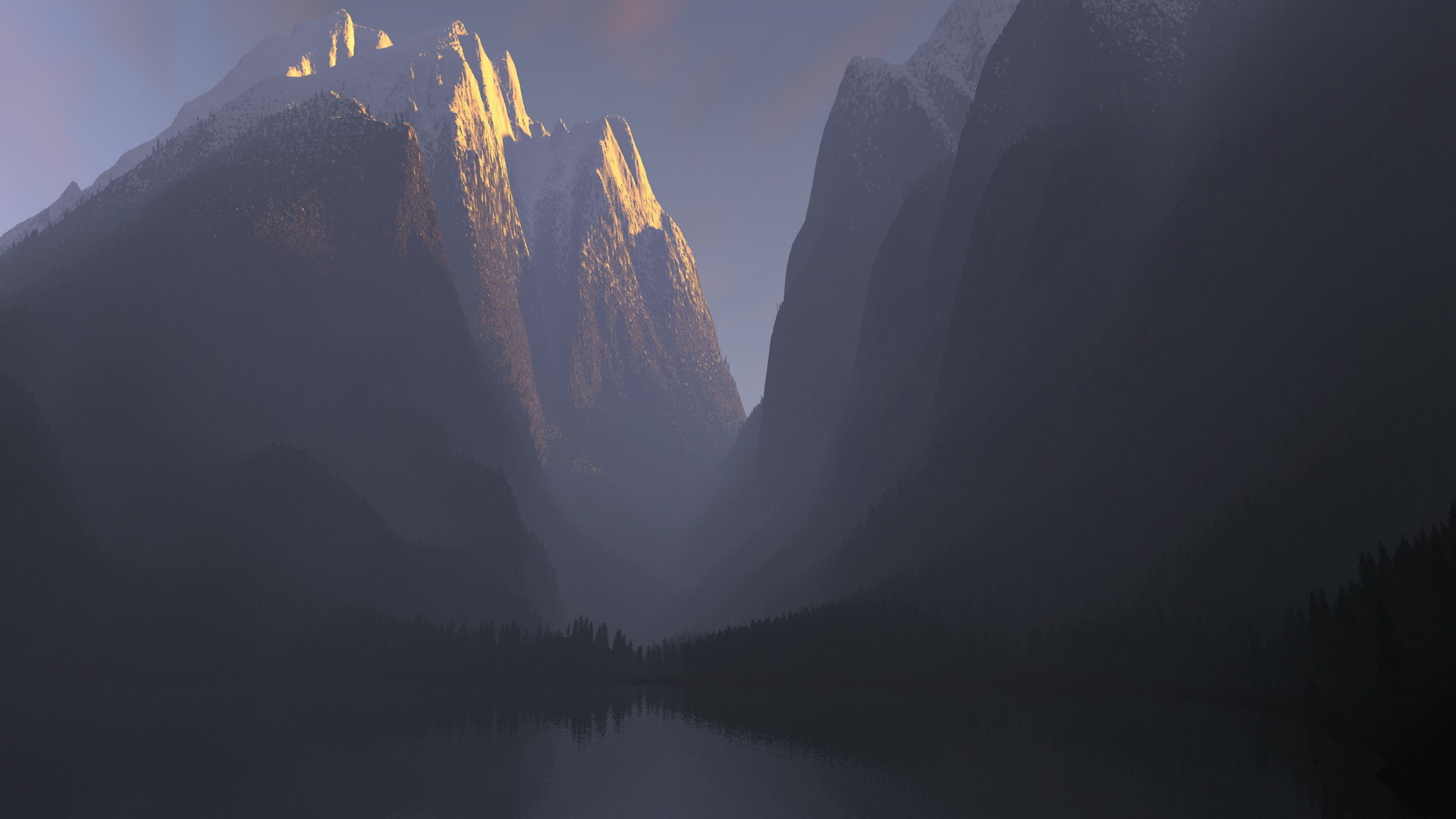 water, sky, tranquil scene, mountain peak, tree, non-urban scene, scenics - nature, geology, fog, nature, outdoors, mountain, silhouette, idyllic, mountain range, HD Wallpaper