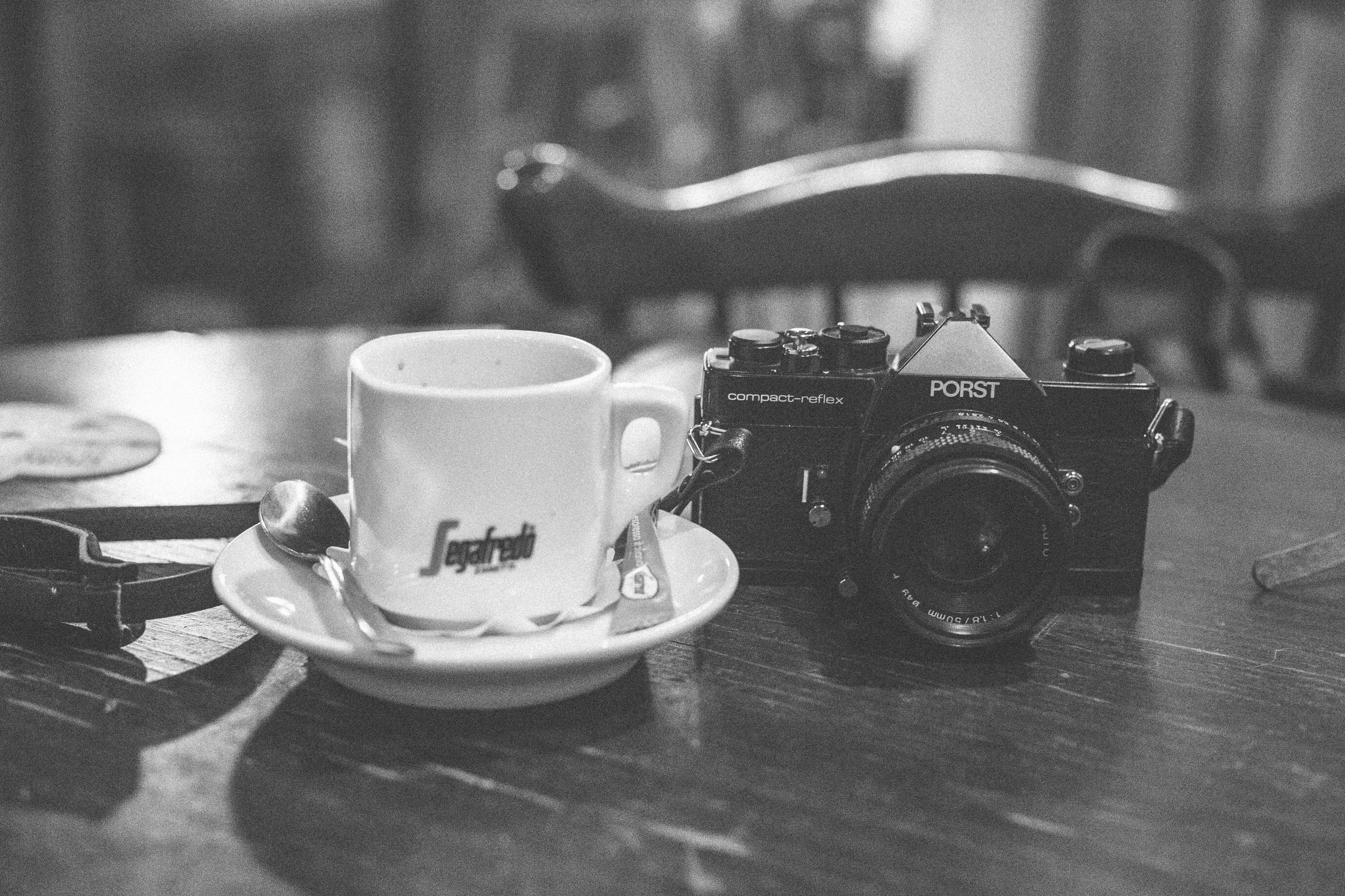 white, text, accessory, focus on foreground, 5K, camera, retro styled, saucer, photographic equipment, accessories, communication, indoors, camera - photographic equipment, HD Wallpaper