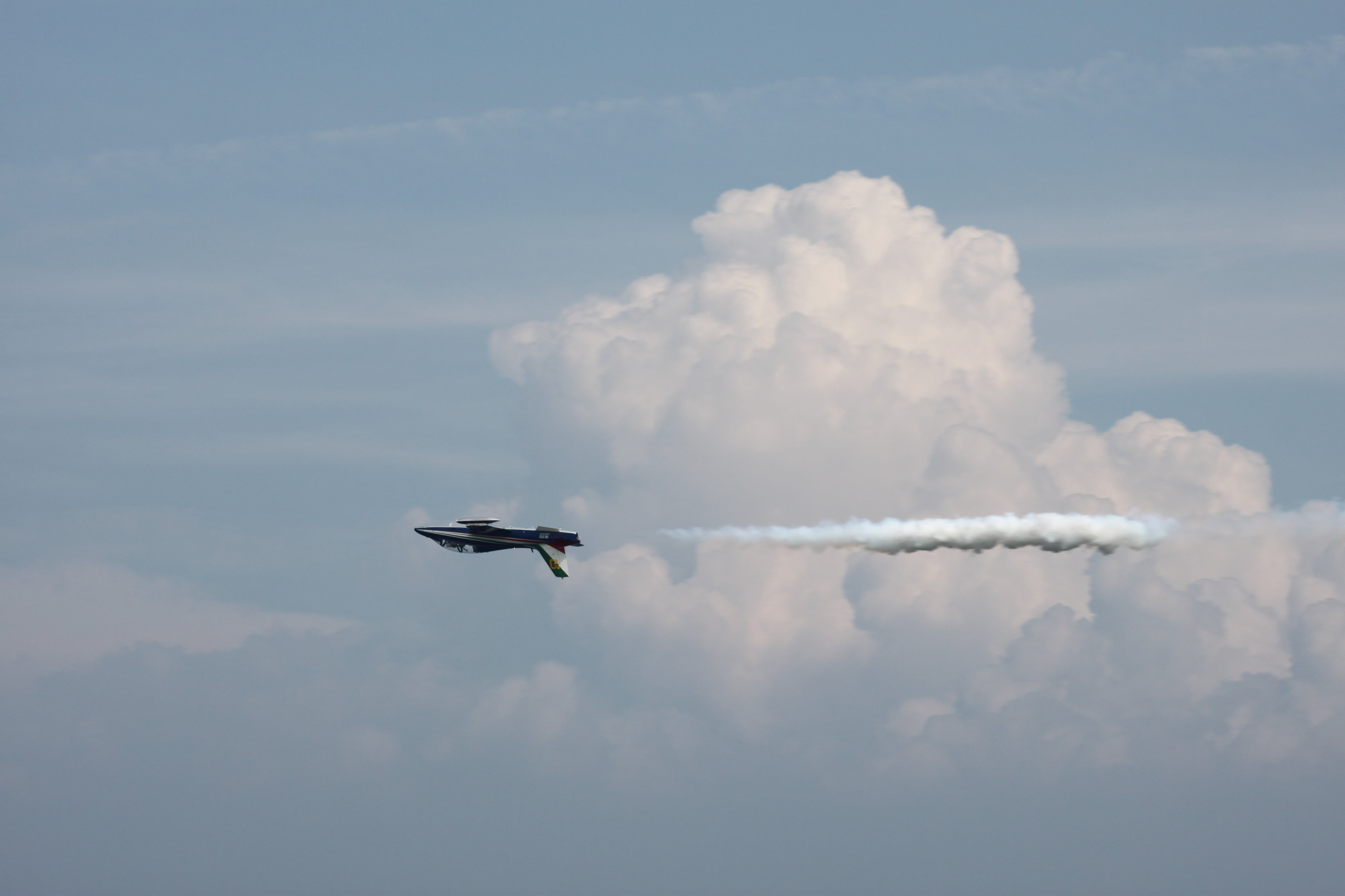show, 4K, sky, mid-air, aerobatic team, plane, day, low angle view, no people, military aviation, cloud - sky, airplane, military airplane, transportation, HD Wallpaper