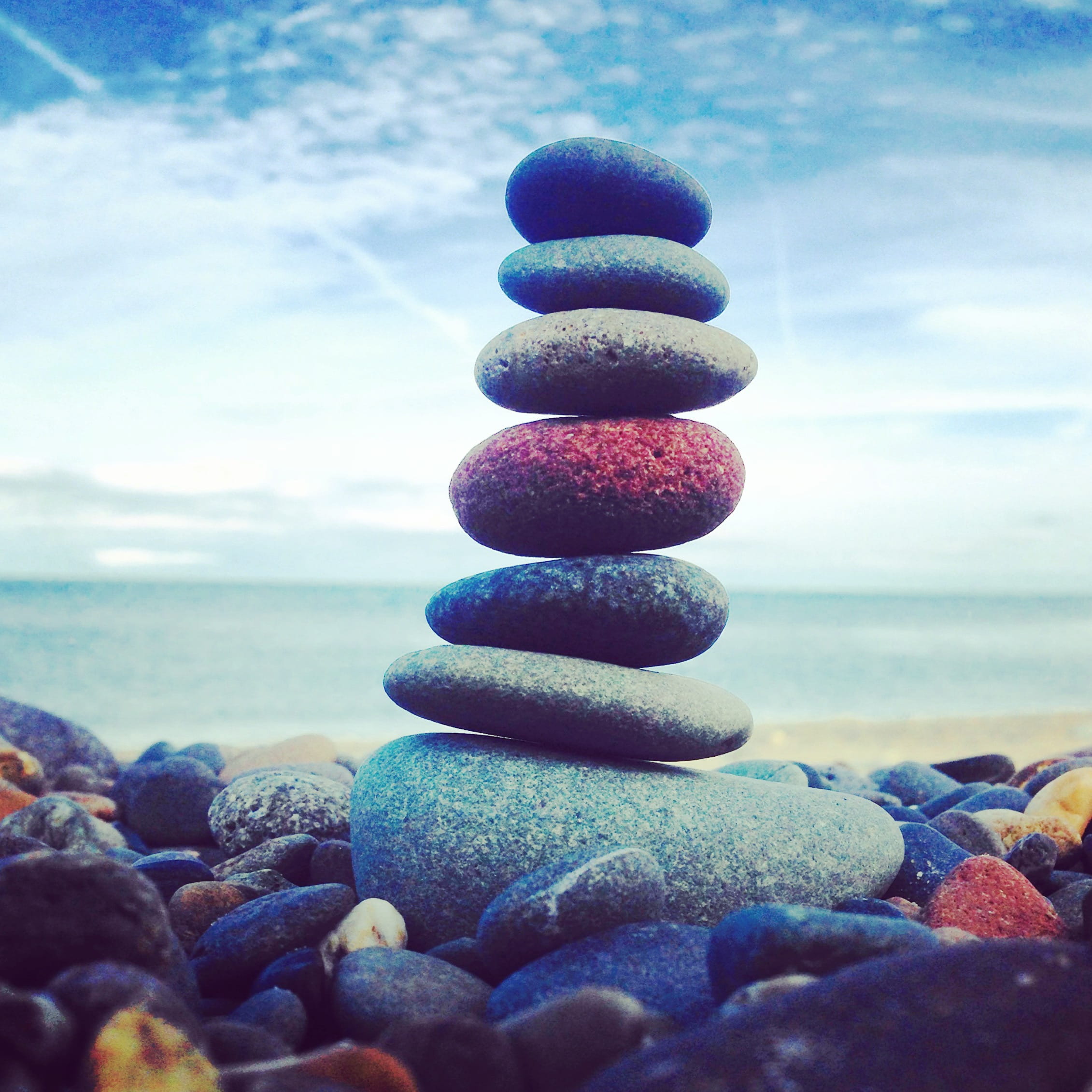 beach, bray, stone - object, tranquility, zen-like, sea, stack, nature, rock, stack rock, land, water, tranquil scene, stone, ireland, pebble, solid, stones, Phone HD Wallpaper