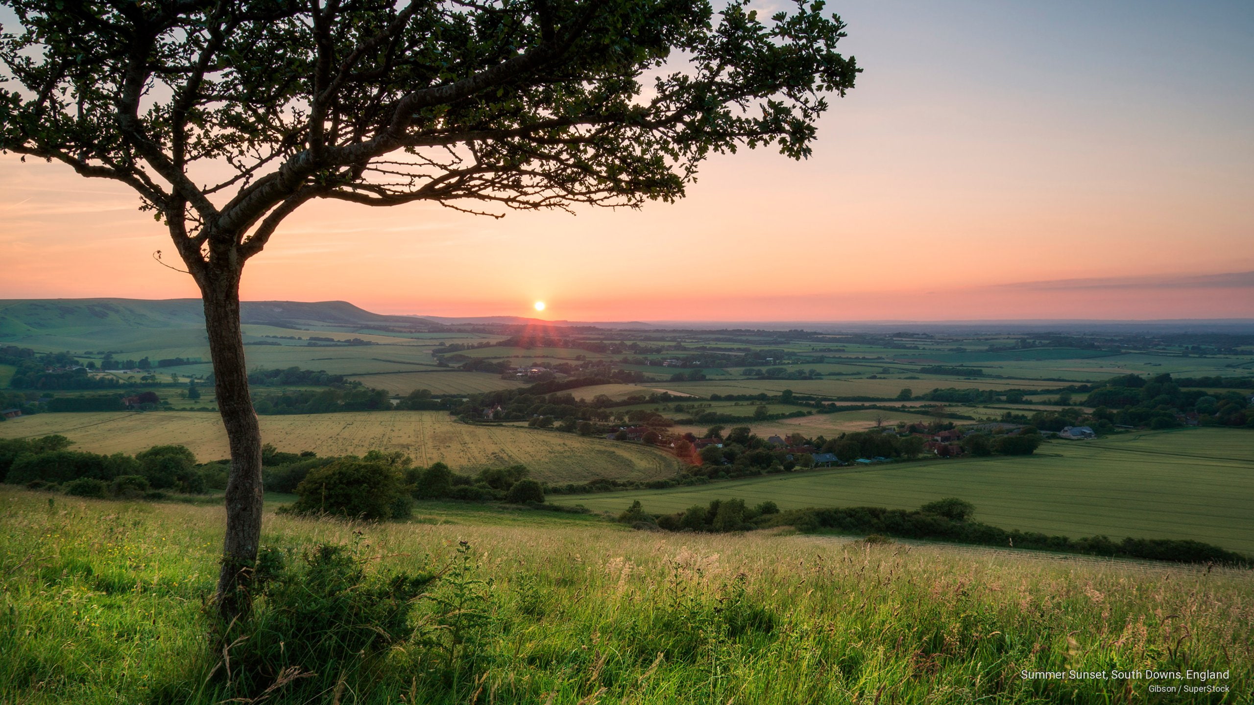 summer, sunset, Sunrises/Sunsets, downs, south, england, 2K, HD Wallpaper