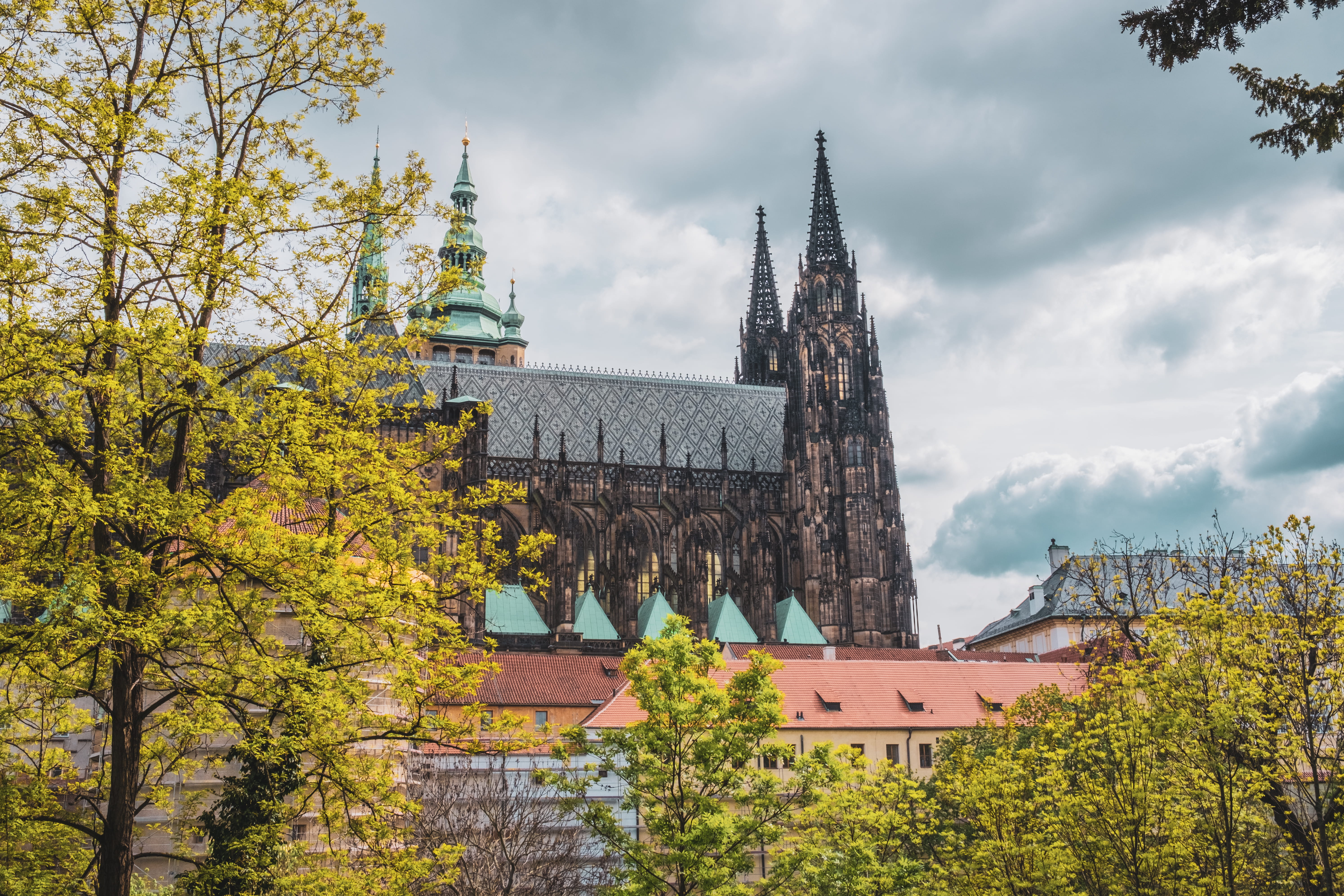bridge, travel destinations, abbey, building exterior, urban, city, day, spire, steeple, metropolis, nature, religion, sky, built structure, 5K, town, HD Wallpaper