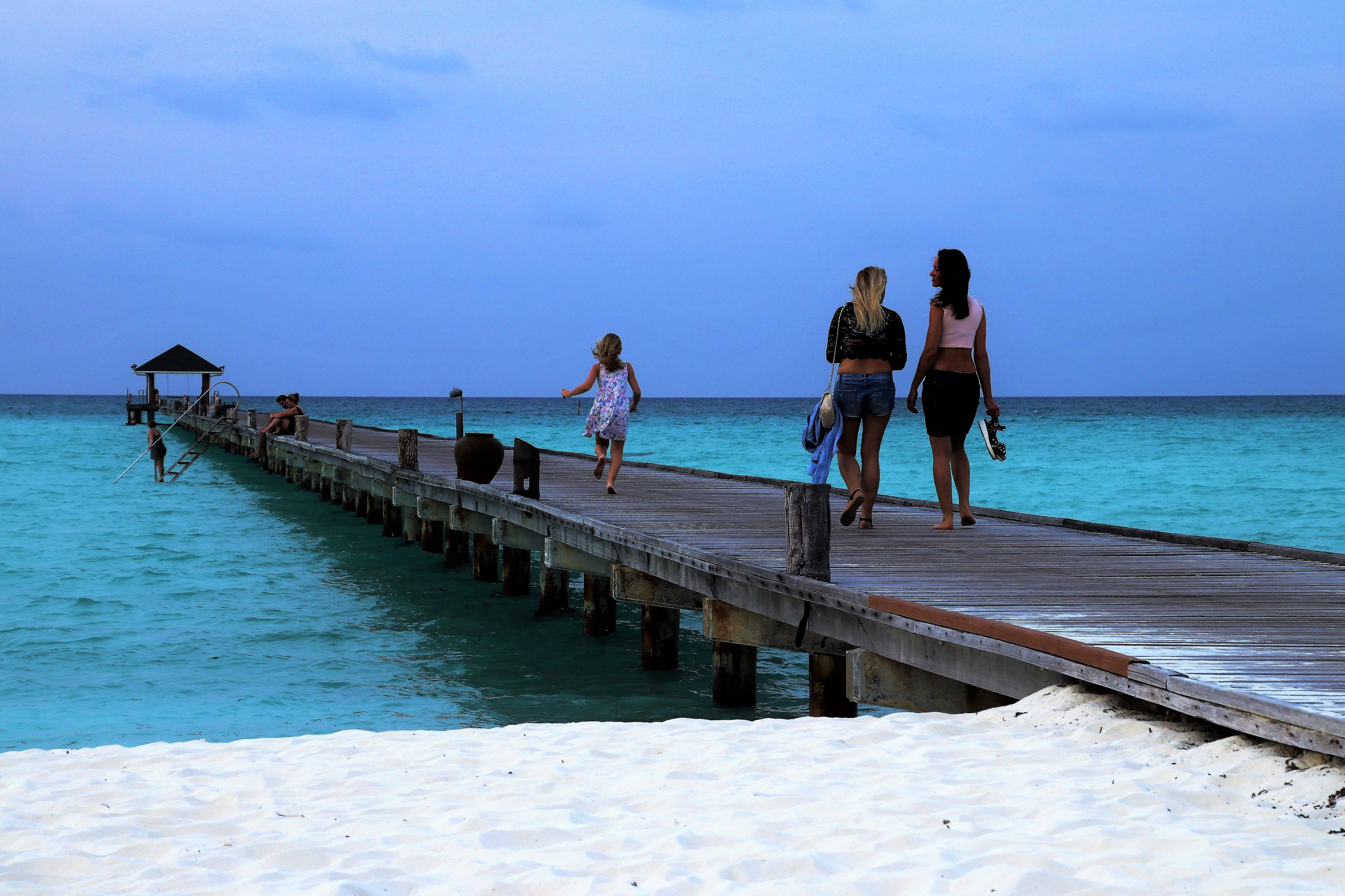 holiday, vacations, scenery, the silence, child, ocean, sand, land, water surface, landscape, on a walk, sky, walking, relaxation, dock, day, scenics - nature, HD Wallpaper