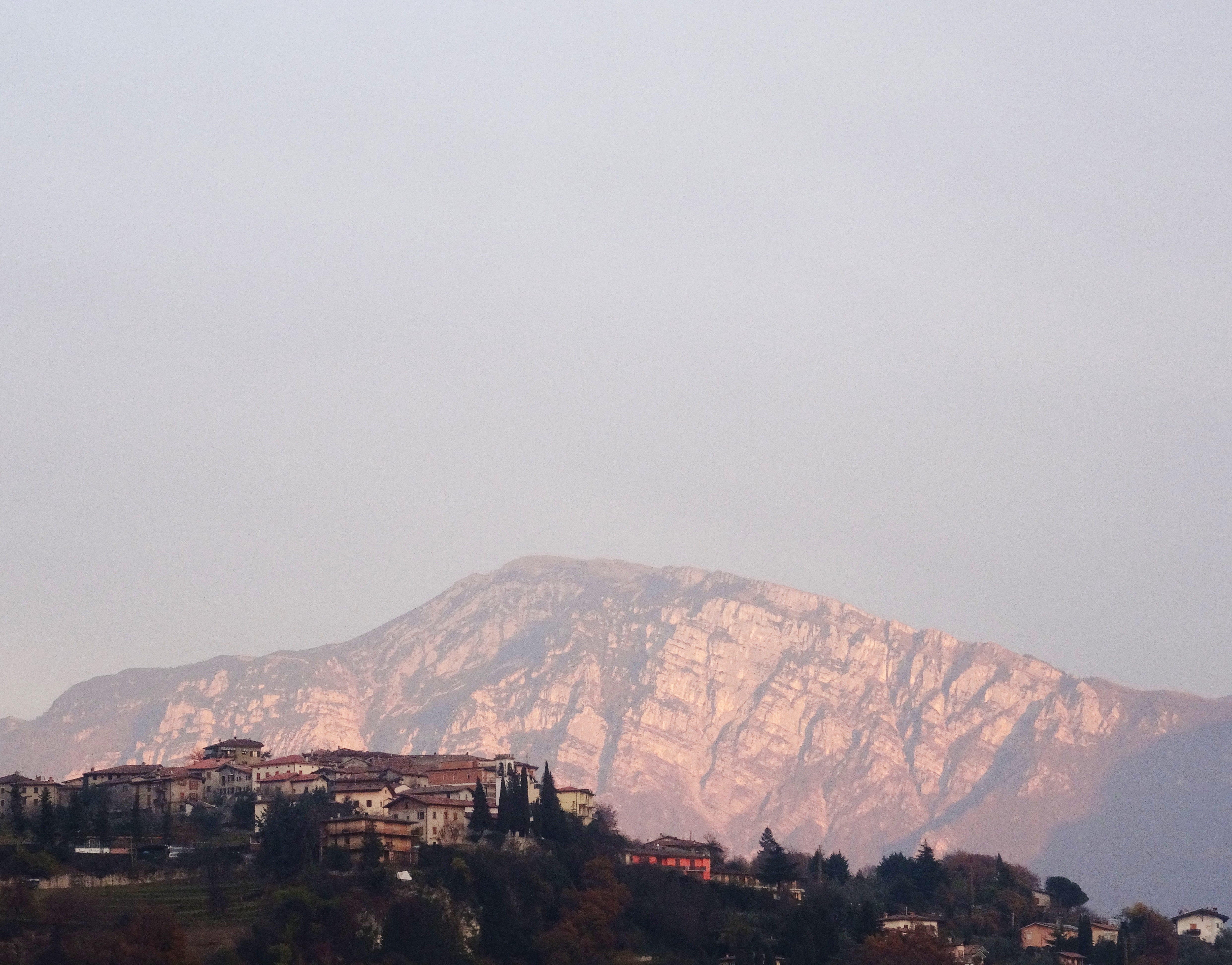 italy, sky, building exterior, land, outdoors, architecture, landscape, environment, residential district, sunset, village, mountain, building, mountain peak, HD Wallpaper