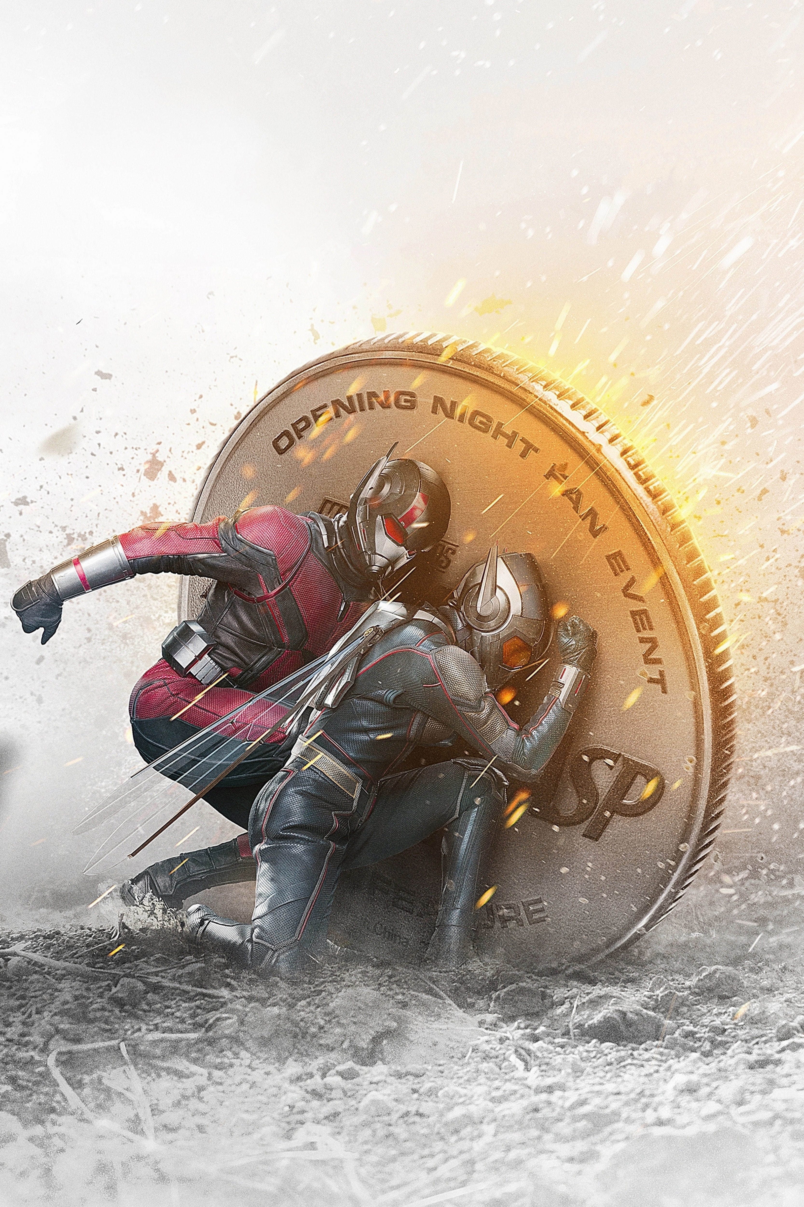 ant, poster, wasp, movie, man, 4K, coin, Phone HD Wallpaper