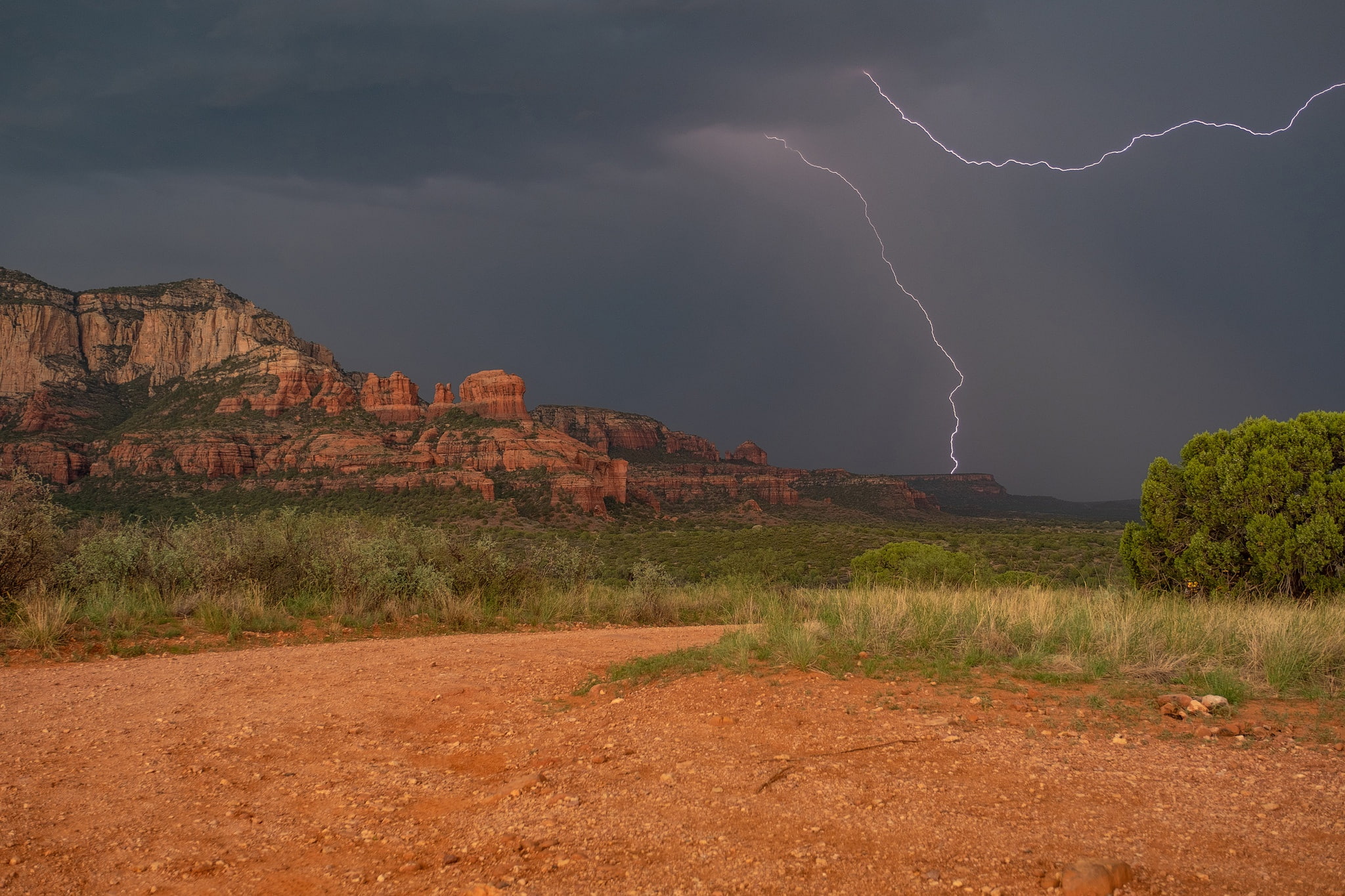 valley, 1080P, Sedona, lightning, Arizona, rocks, AZ, HD Wallpaper