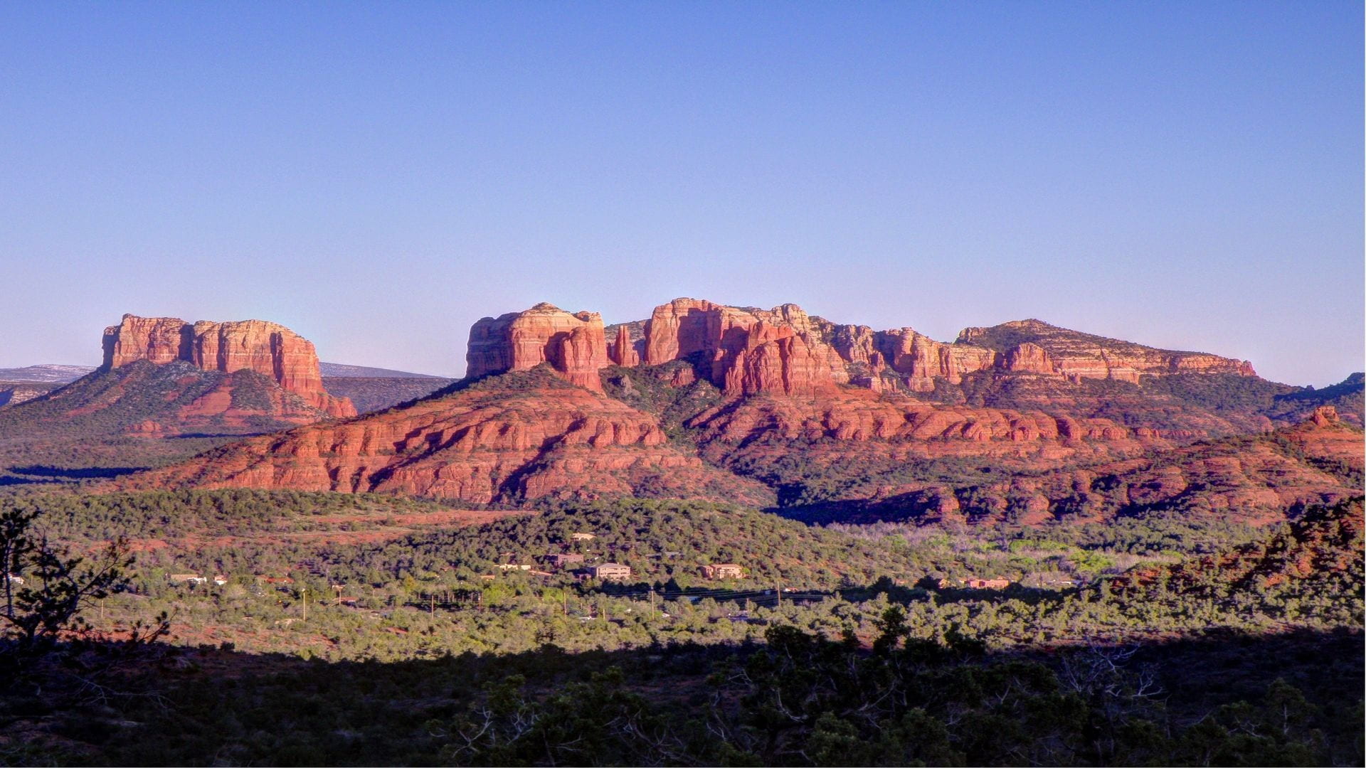 landscape, beauty in nature, arizona, clear sky, desert, arid climate, no people, sandstone, solid, rock formation, eroded, environment, land, semi-arid, HD Wallpaper