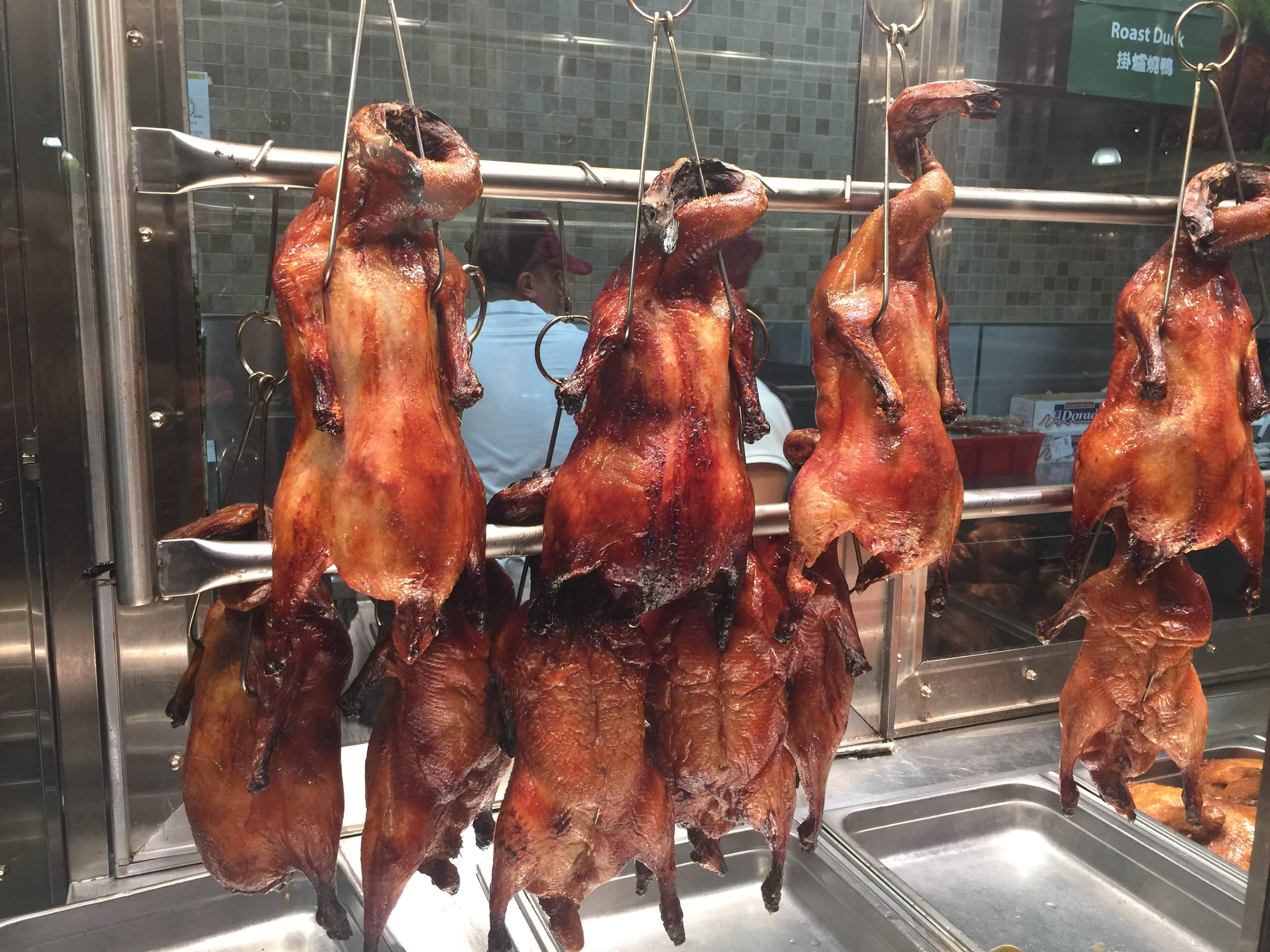 united states, chicken meat, retail display, food, pork, for sale, roasted, animal, hanging, livestock, 2K, indoors, northwest houston, mammal, shopping, HD Wallpaper