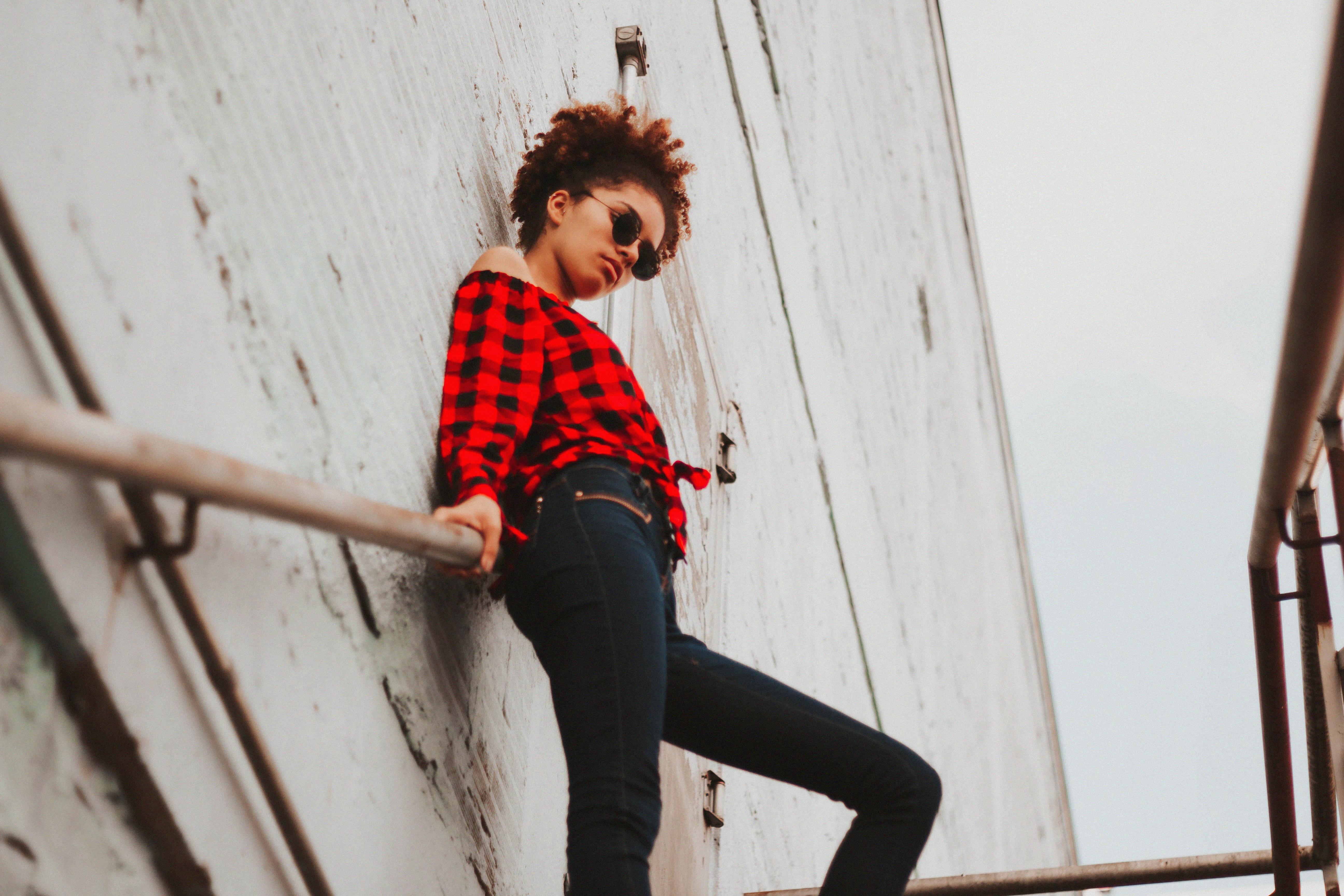 beautiful woman, model, fashion, women, female, hairstyle, photo, young women, style, three quarter length, architecture, standing, city, stairs, young adult, HD Wallpaper