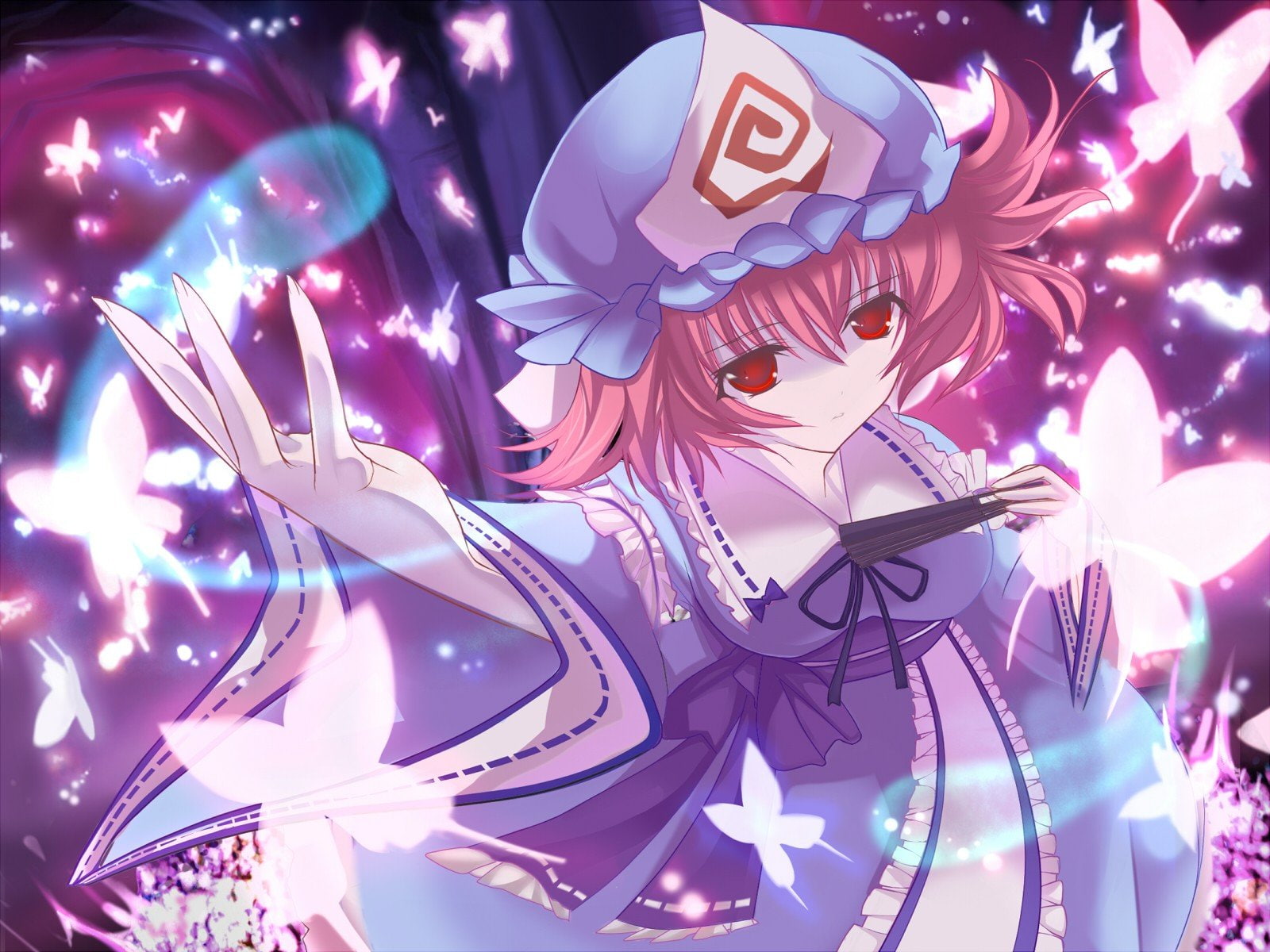 eyes, girls, anime, 720P, red, touhou, marionette, clothes, japanese, kimono, butterflies, hair, short, HD Wallpaper