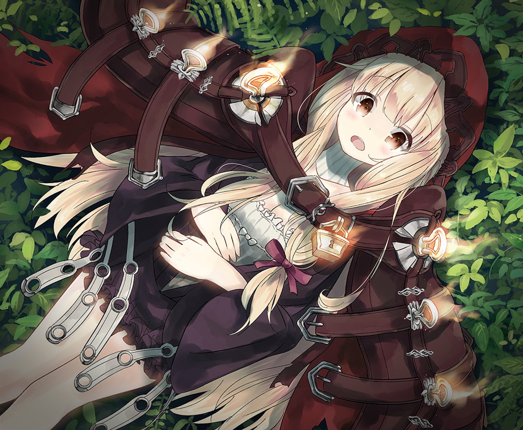 Video Game, SINoALICE, Leaf, 720P, Long Hair, Blush, Akazukin (SINoALICE), Brown Eyes, Brown Hair, Coat, HD Wallpaper