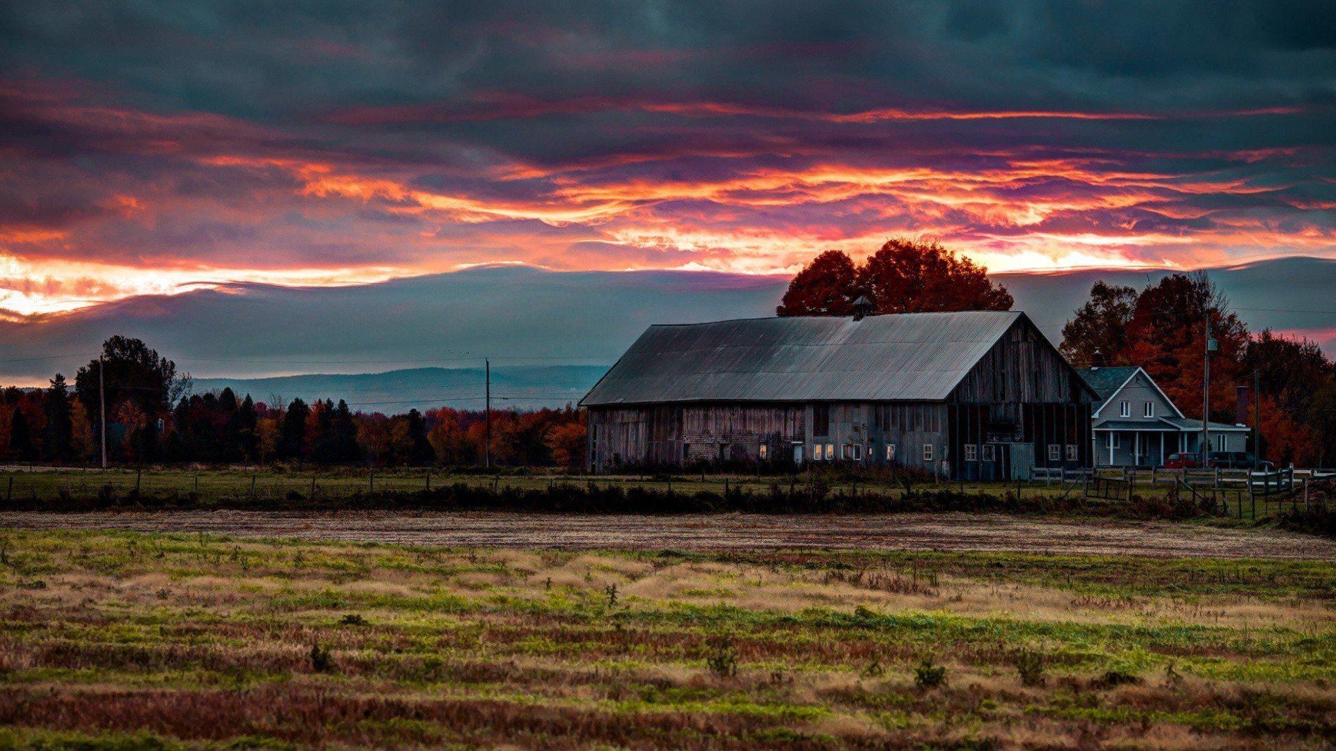 villages, sunset, sunrise - sunset, 1080P, landscapes, nature, images, HD Wallpaper