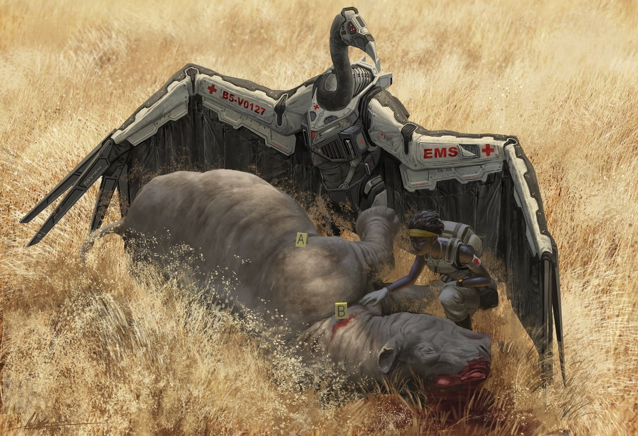 science fiction, blood, vultures, 720P, rhino, HD Wallpaper