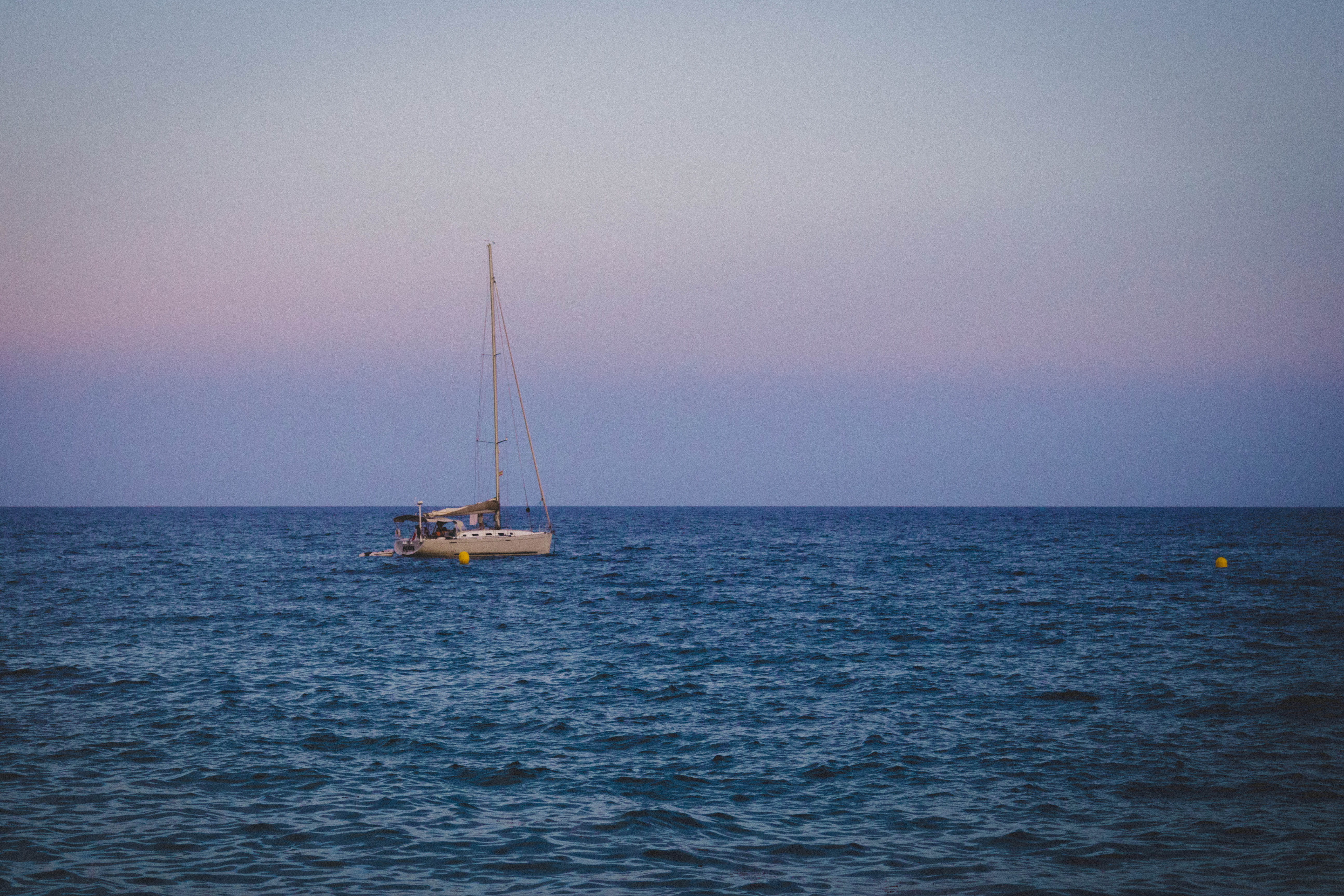 mode of transportation, transportation, nature, sailing, water, ship, yacht, blue, lloret de mar, boat, horizon over water, sunset, travel, luxury, calm, HD Wallpaper