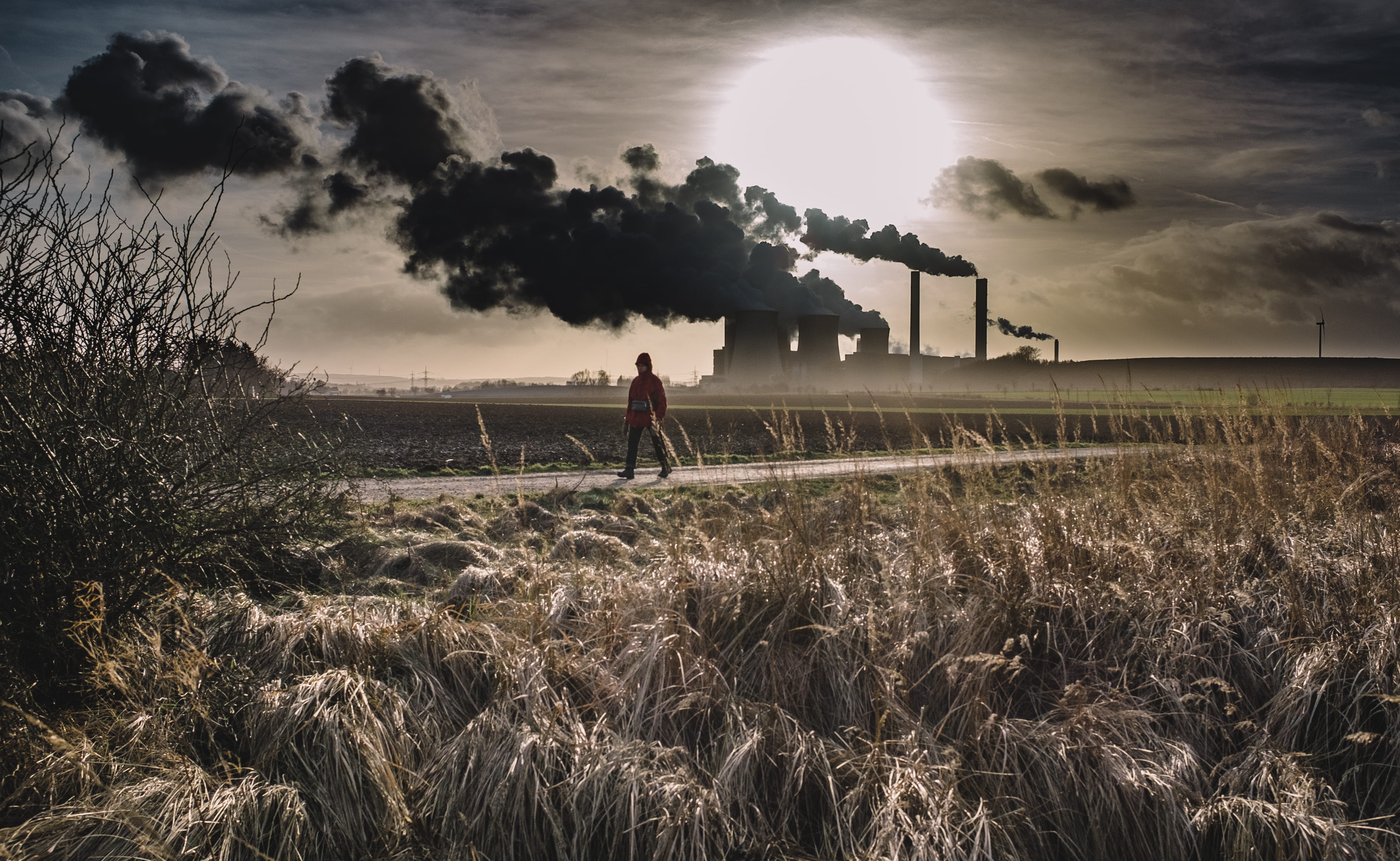 sunlight, sky, rural Scene, grass, day, silo, pollution, daytime, road, outdoors, landscape, smoke, people, tree, beauty in nature, cloudy, photo, walking, HD Wallpaper