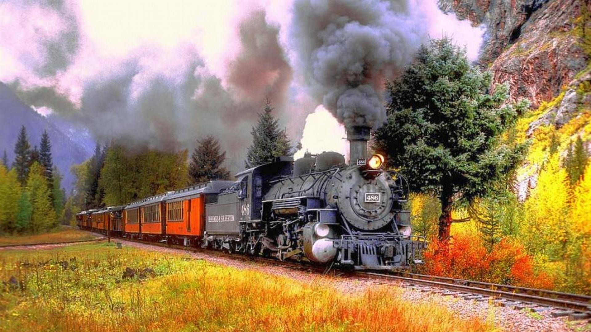 nature and landscapes, train, autumn, 1080P, trip, nature, travel, fall, trains, HD Wallpaper
