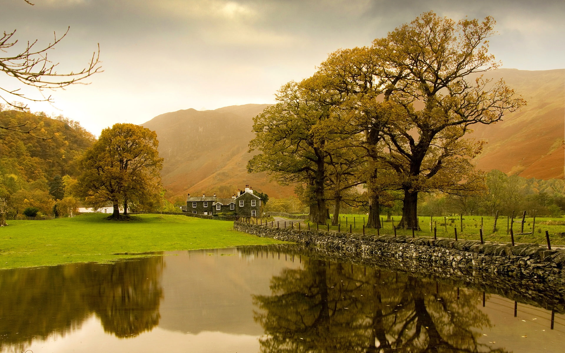 landscape, colours, countryside, nature, lake, autumn, 1080P, trees, HD Wallpaper