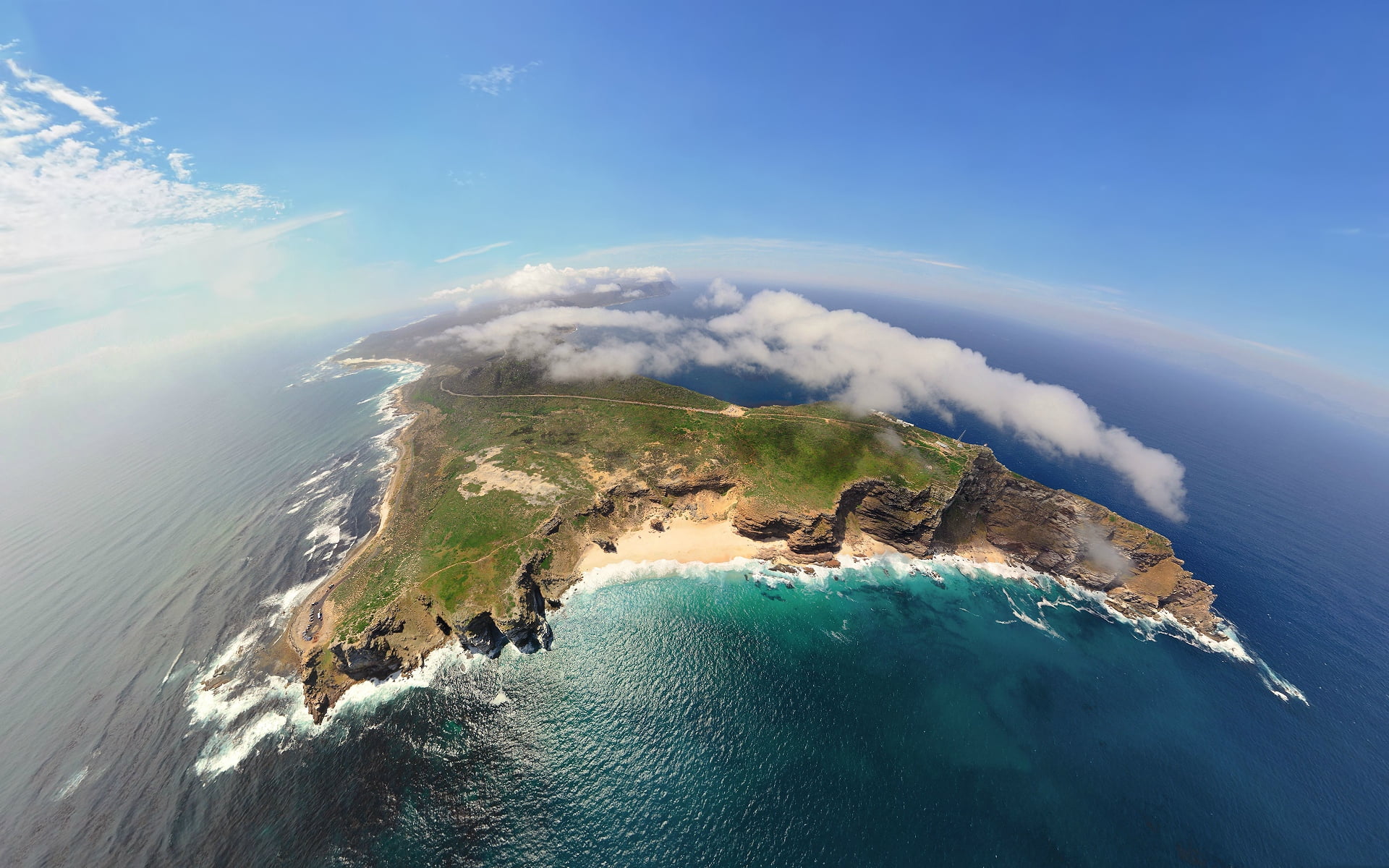 cape of good hope, island, nature, landscape, scenics, outdoors, island height, no people, land, sky, tranquil scene, turquoise colored, green, 1080P, HD Wallpaper