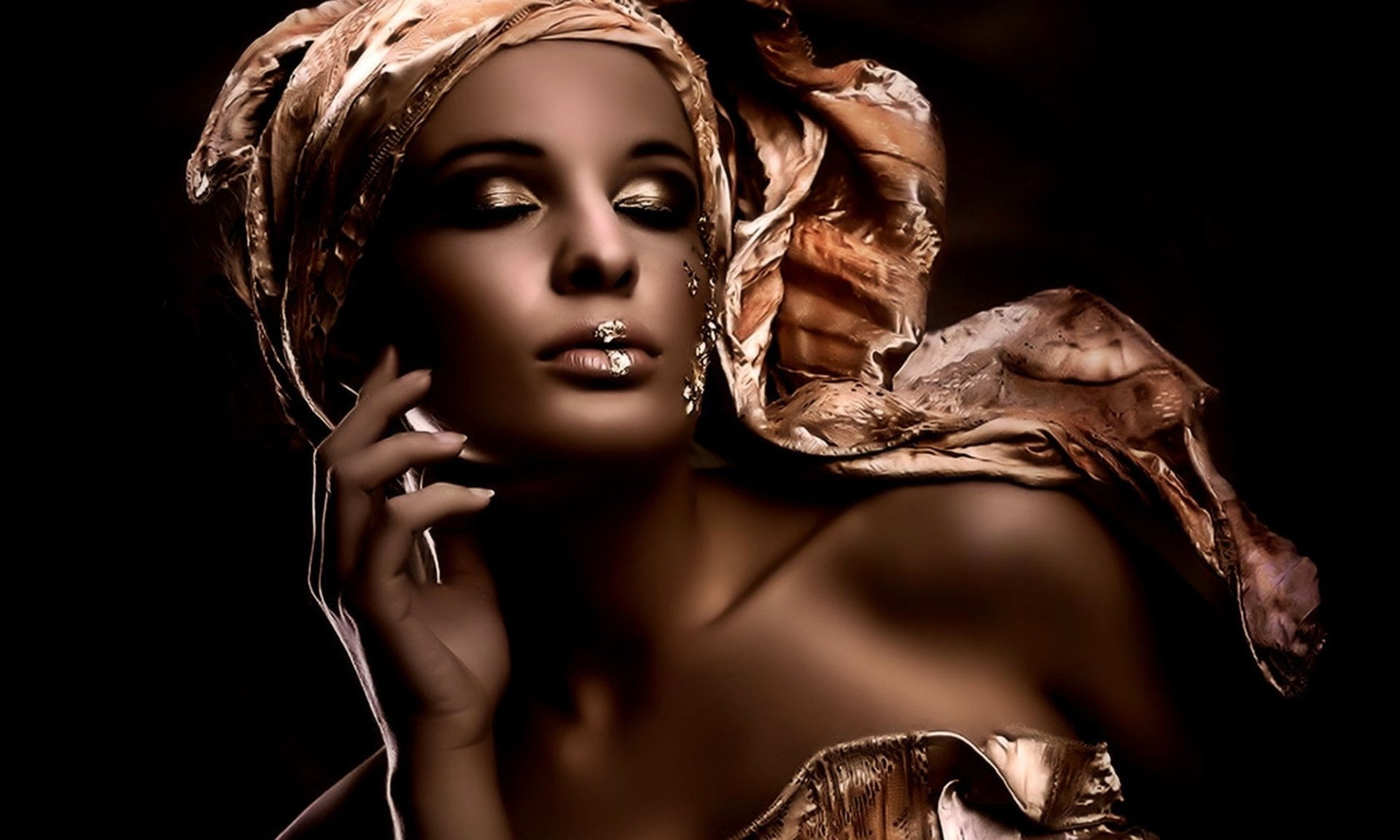 Cleopatra, portrait, dark, Model, females, fashion model, human body part, beautiful people, skin, glamour, headscarf, make-up, women, fashion, body part, HD Wallpaper