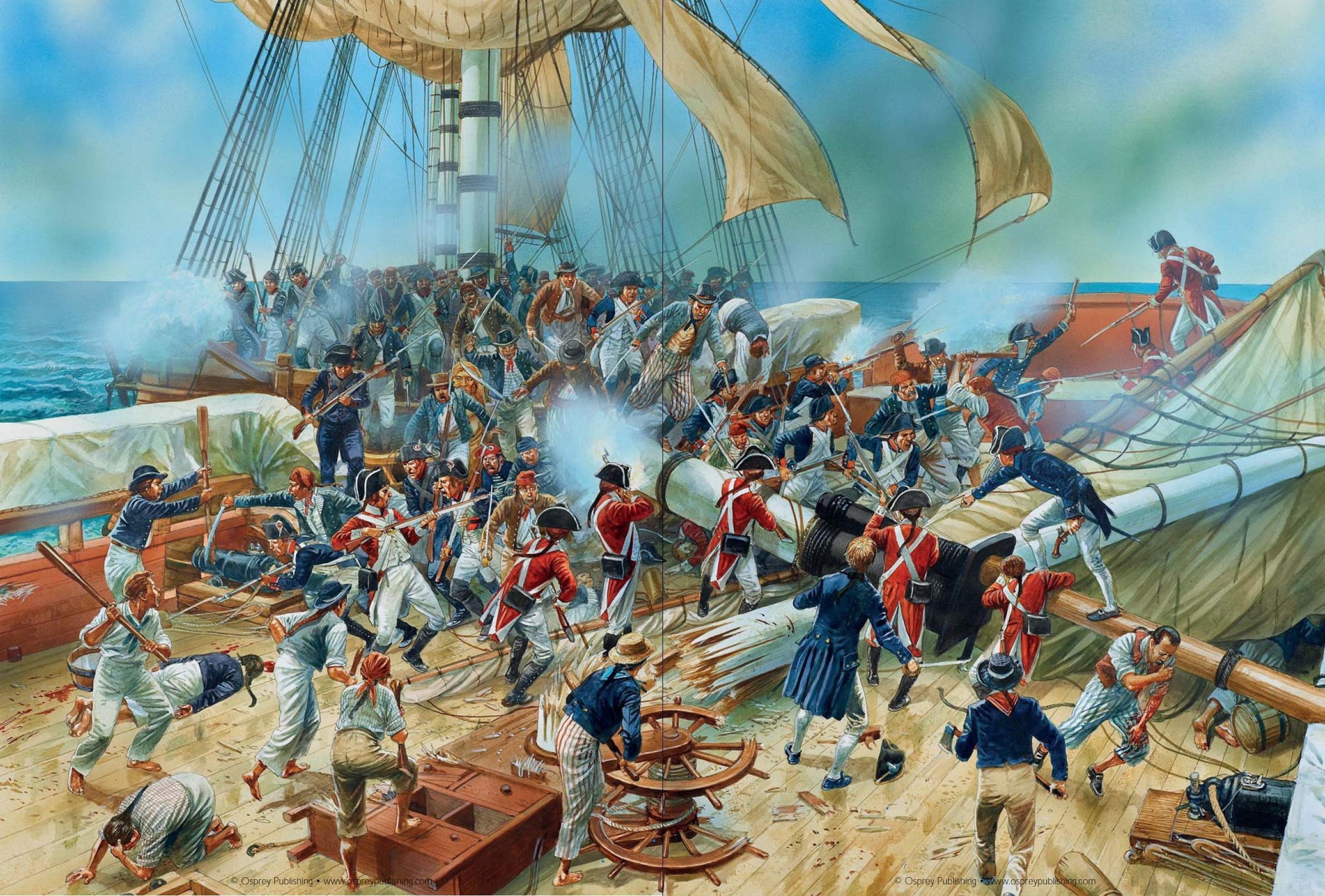 jackets, 1080P, figure, guns, sea battle, swords, sailors, andquot;Nymphsandquot; and andquot;Cleopatraandquot;, British and French frigates, capture, HD Wallpaper