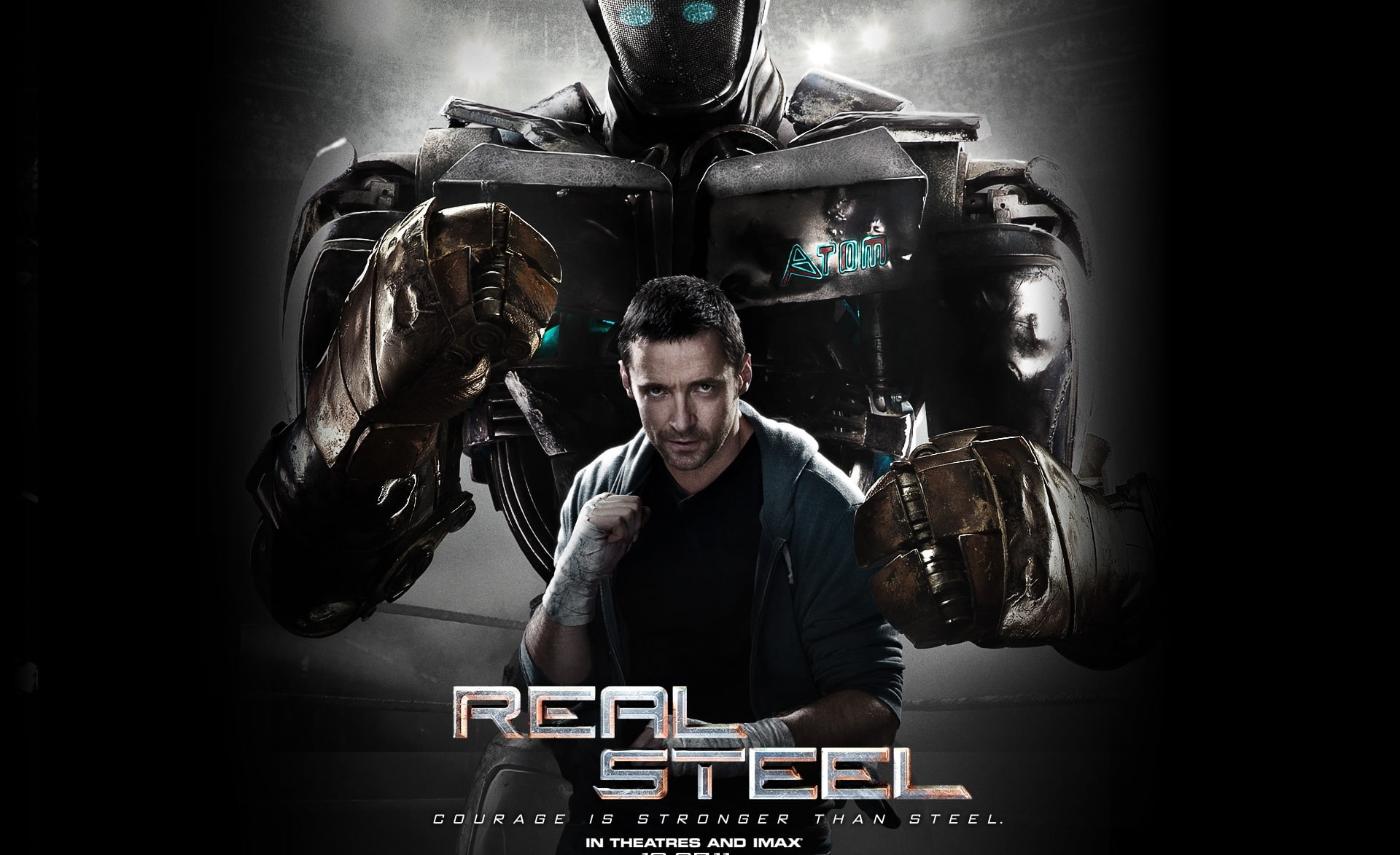 human body part, looking at camera, adult, men, poster, charlie kenton, studio shot, Movies, movie, waist up, steel, dj, hugh jackman, 2011, arts culture and entertainment, HD Wallpaper