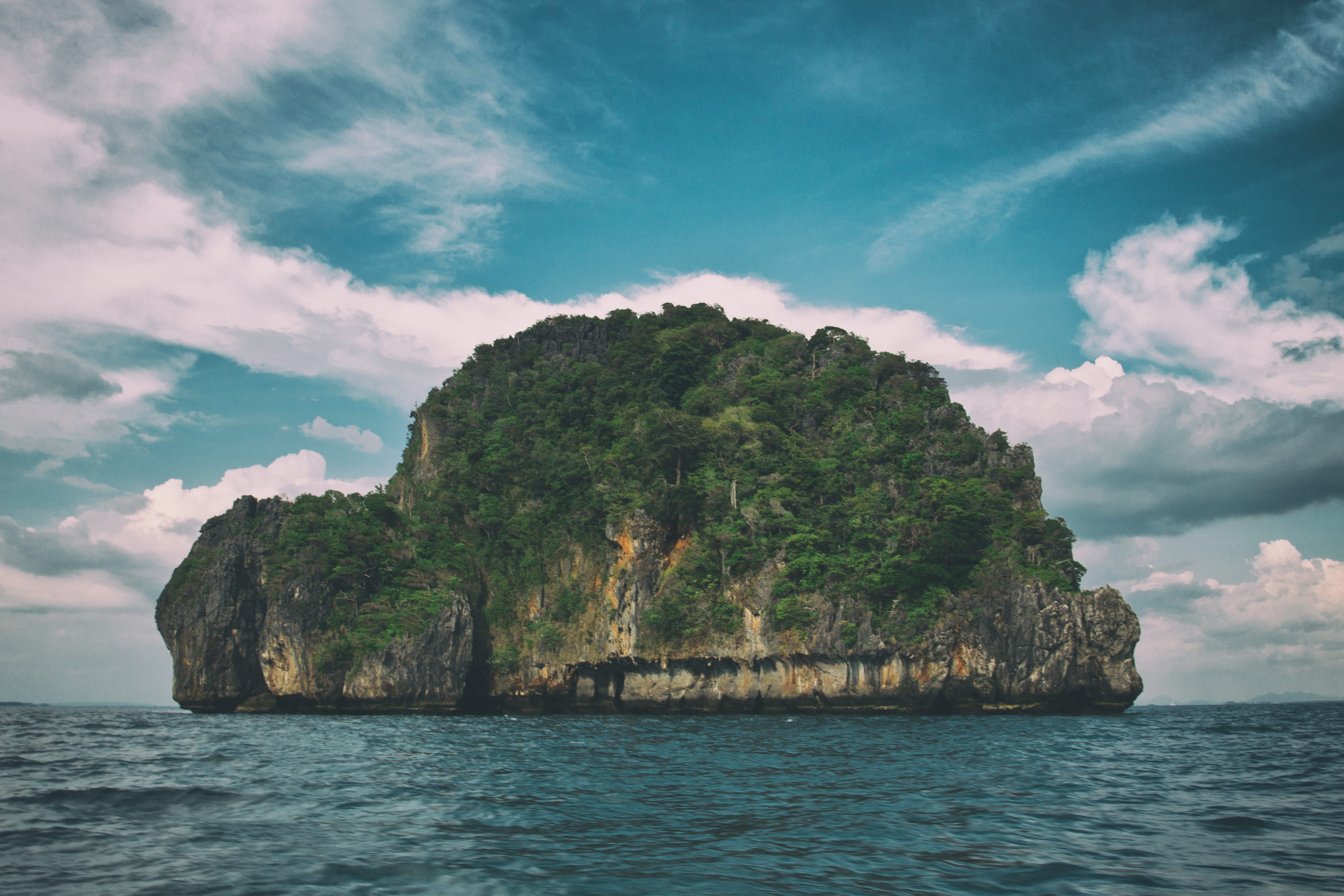 water, shaped, rock, solid, tranquility, island, beauty In Nature, sky, scenics, vacations, cloud - Sky, tropical Climate, cliff, blue, rock formation, HD Wallpaper