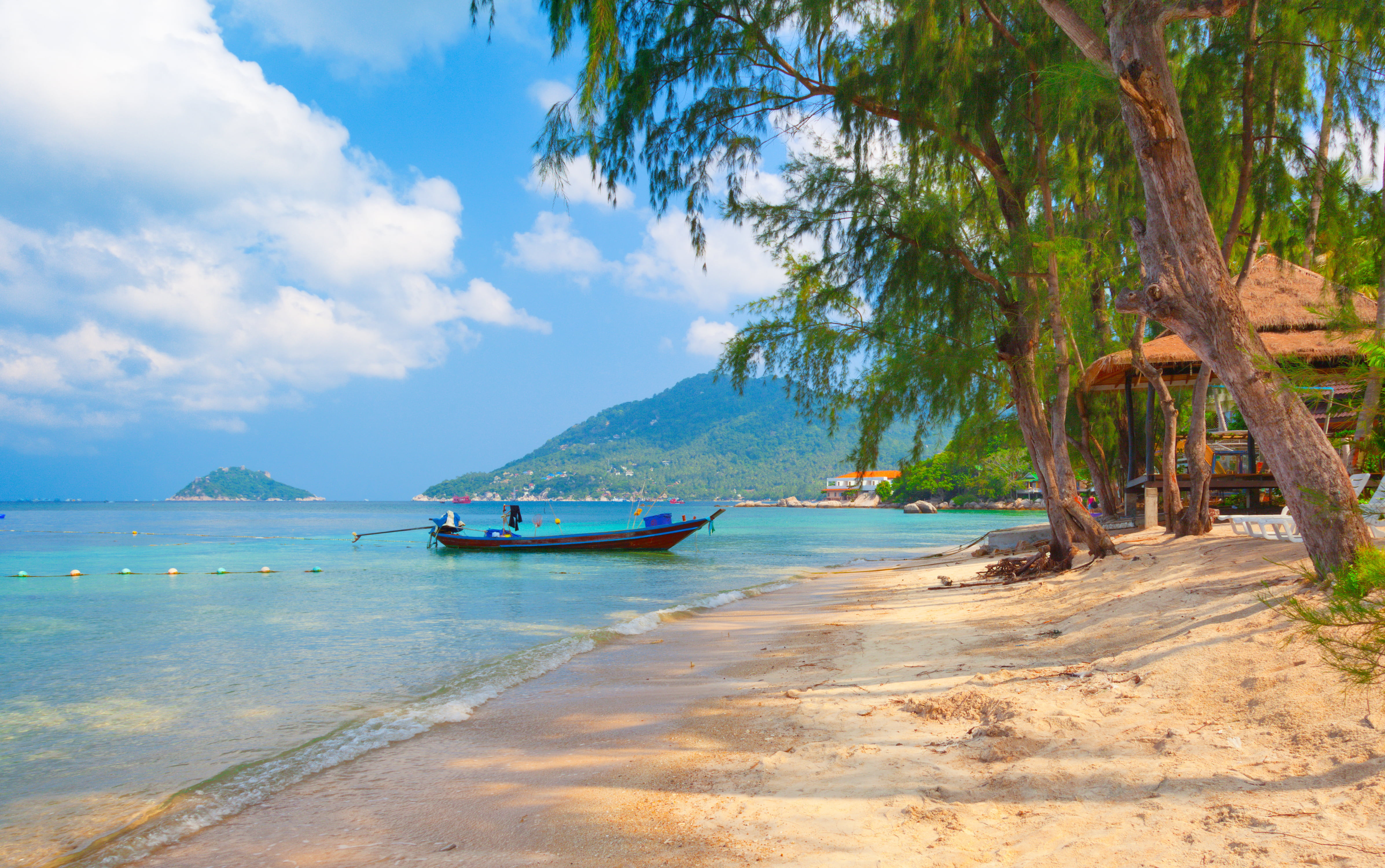 nautical Vessel, boat, tourism, mode of transportation, sky, blue, outdoors, sea, green, Tao beach, sand, landscape, cloud - Sky, summer, journey, relaxation, HD Wallpaper