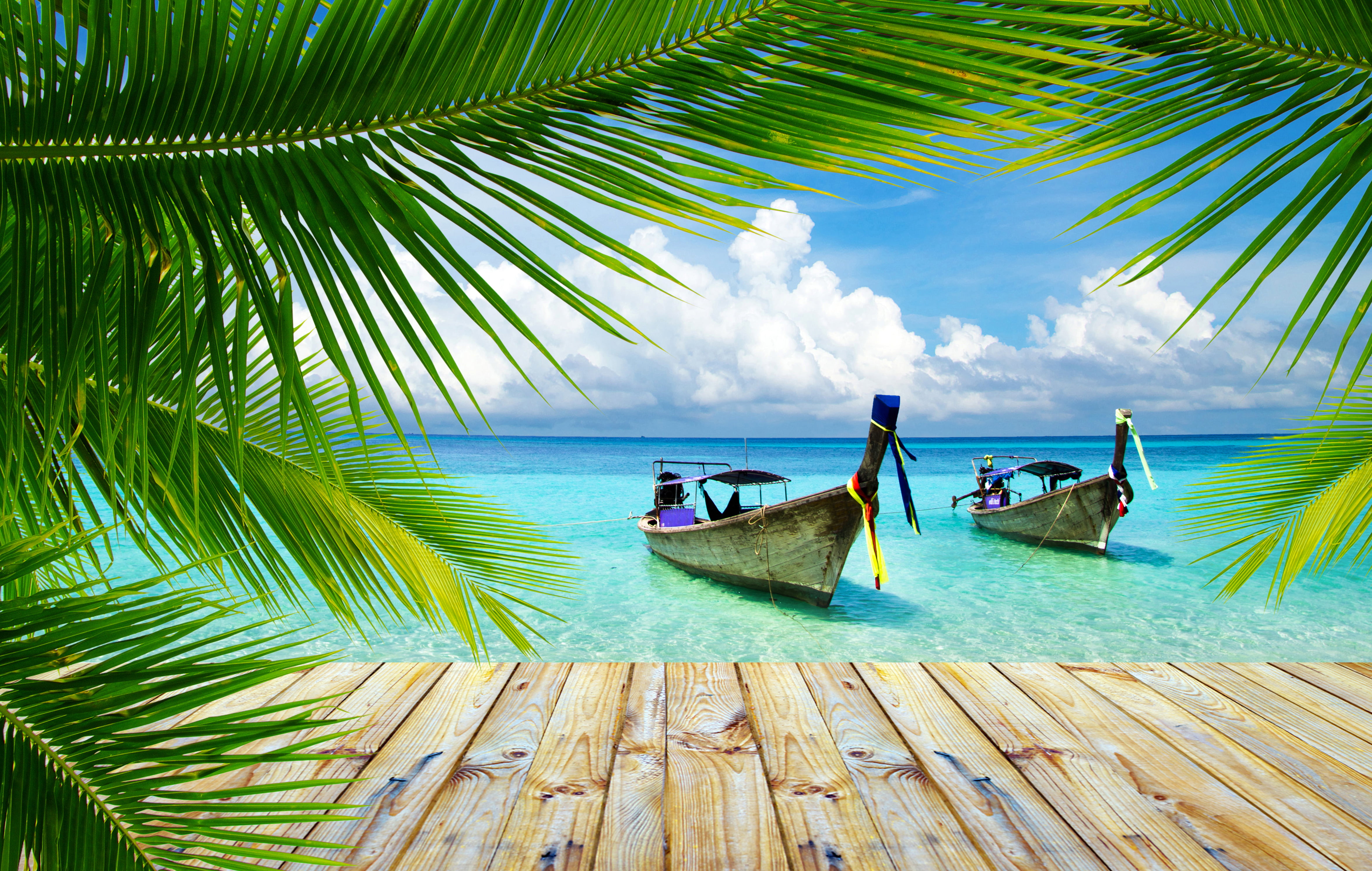 water, day, plant, tree, boats, Palma, scenics - nature, sea, the bridge, nautical Vessel, journey, tourist Resort, outdoors, andaman Sea, transportation, HD Wallpaper